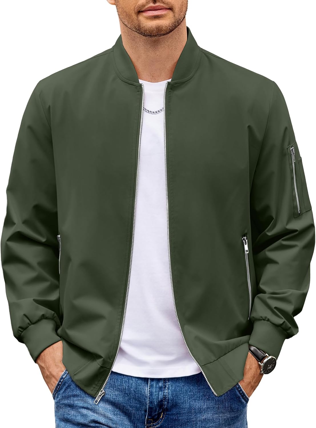 Detalle de COOFANDY Men's Bomber Jacket Lightweight