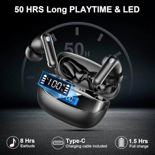 Detalle de 2026 Cuffie Bluetooth 5.4 Nerunsa: auricolari in-ear HiFi con 4 ENC, 50 ore e Display LED