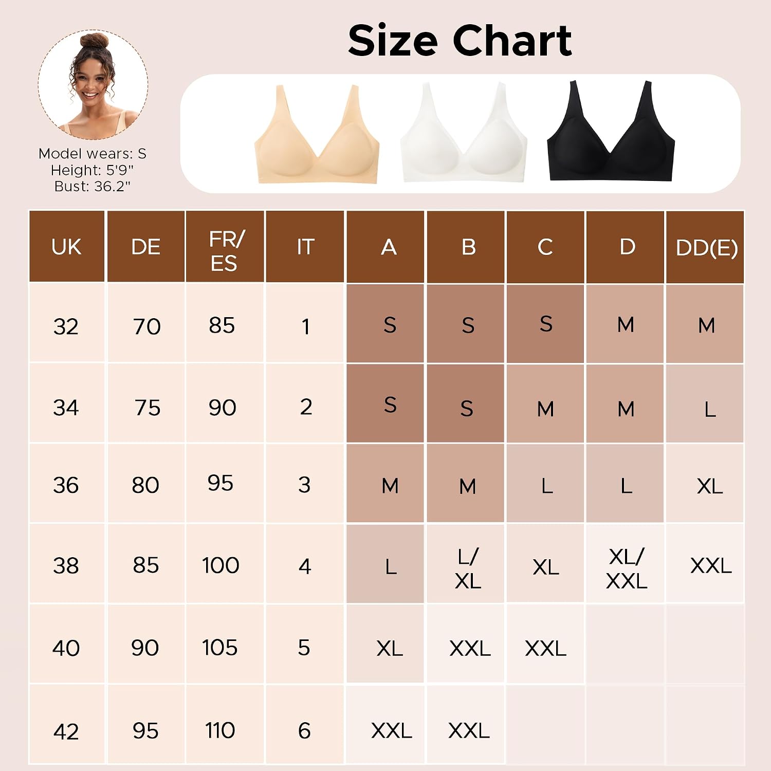 Detalle de INNERSY Seamless Comfort Non-Wired Padded Bralette with Extender – Everyday V-Neck