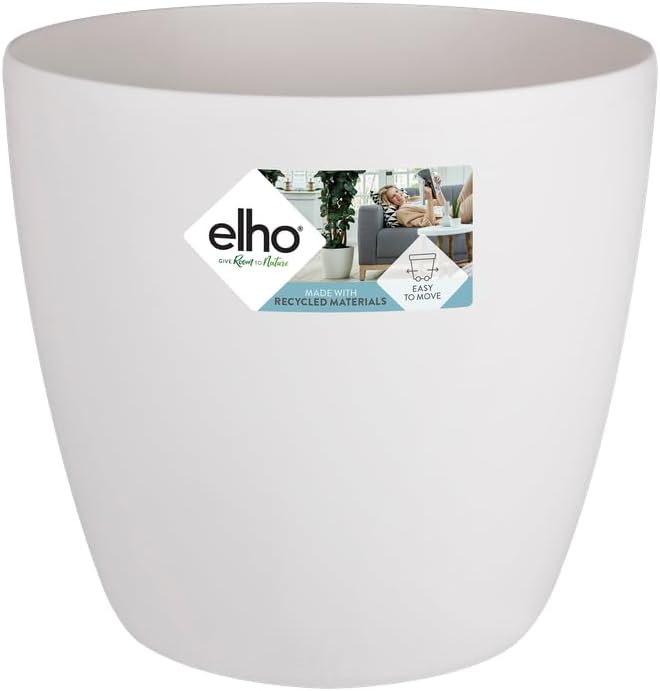 Imagen de Elho Brussels Round 47 cm: Vaso per Piante White con Ruote Invisibili e Plastica Riciclata al 100% en OfertitasTOP