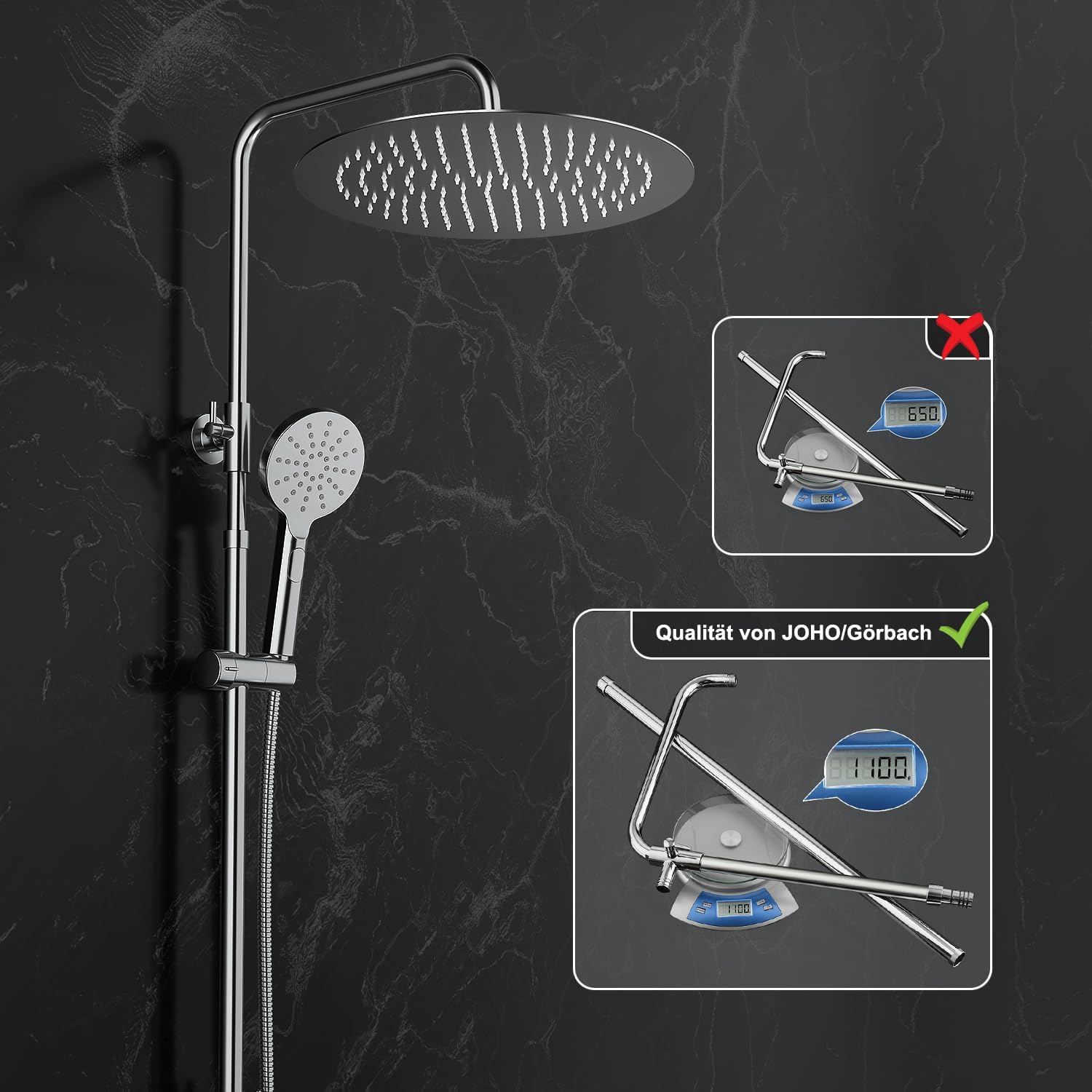 Detalle 2 de JOHO 304 Colonna Doccia D30cm senza Miscelatore