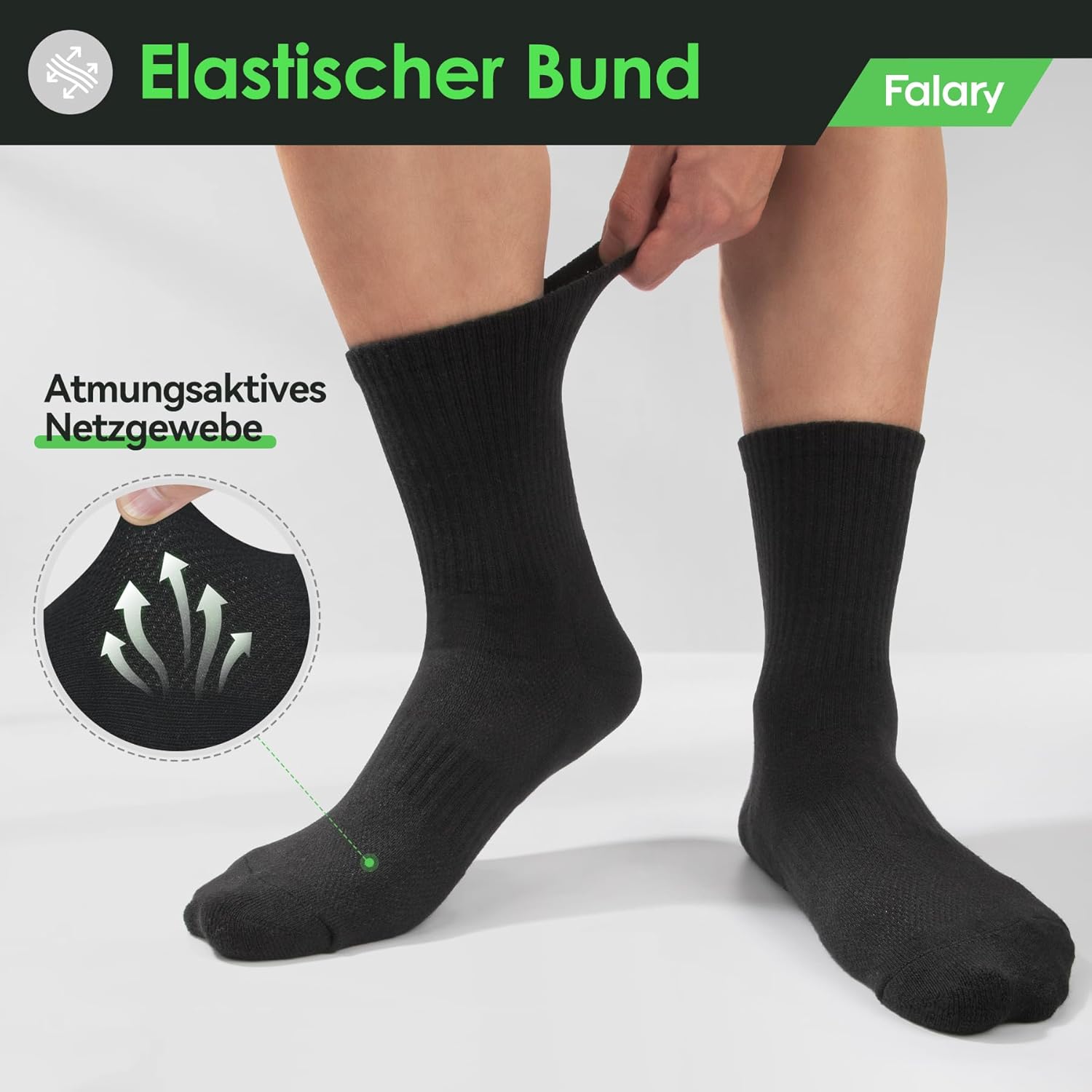 Thumbnail 1 de FALARY Sport- & Alltagssocken (Herren/Damen) mit Frotteesohle – 3er/6er/12er Set, Baumwolle, Größe 35–50