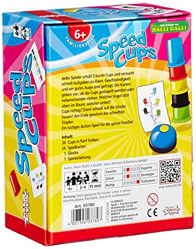 Detalle de AMIGO 03780 Speed Cups – Geschicklichkeitsspiel für 2–4 Spieler