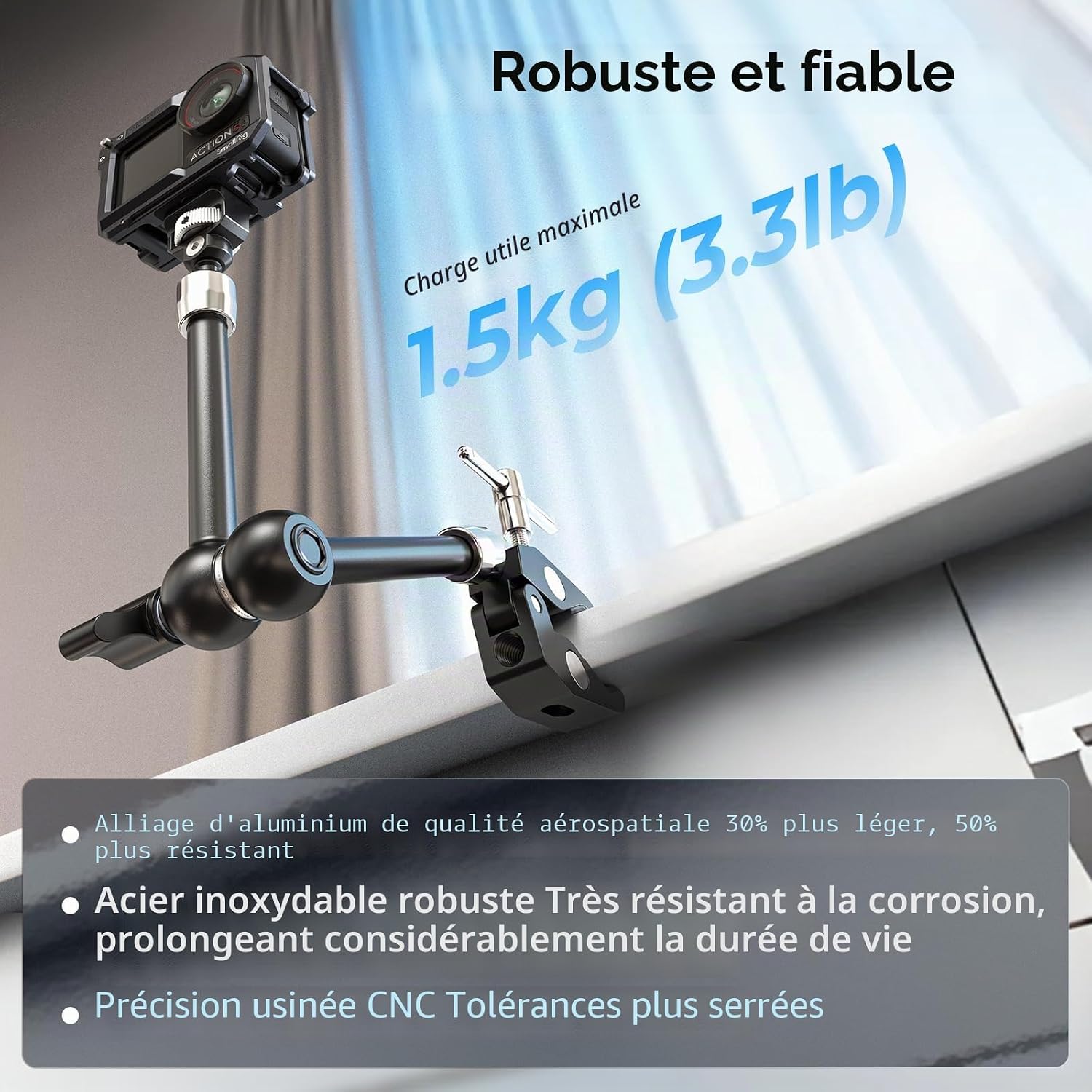 Detalle de SMALLRIG bras magique 11 pouces avec pince en forme de crabe, vis 1/4”-20 (5311)