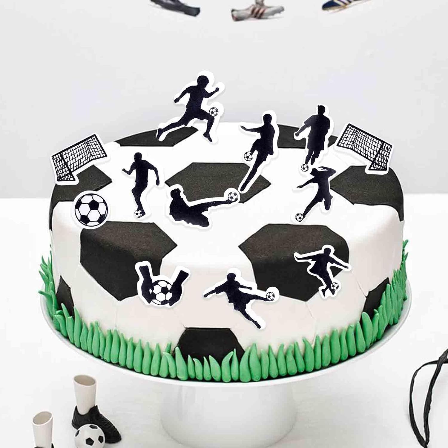 Detalle de ENLACE Essbare Tortendeko Fussball – 48 essbare Fußball-Topper in 11 Stilen