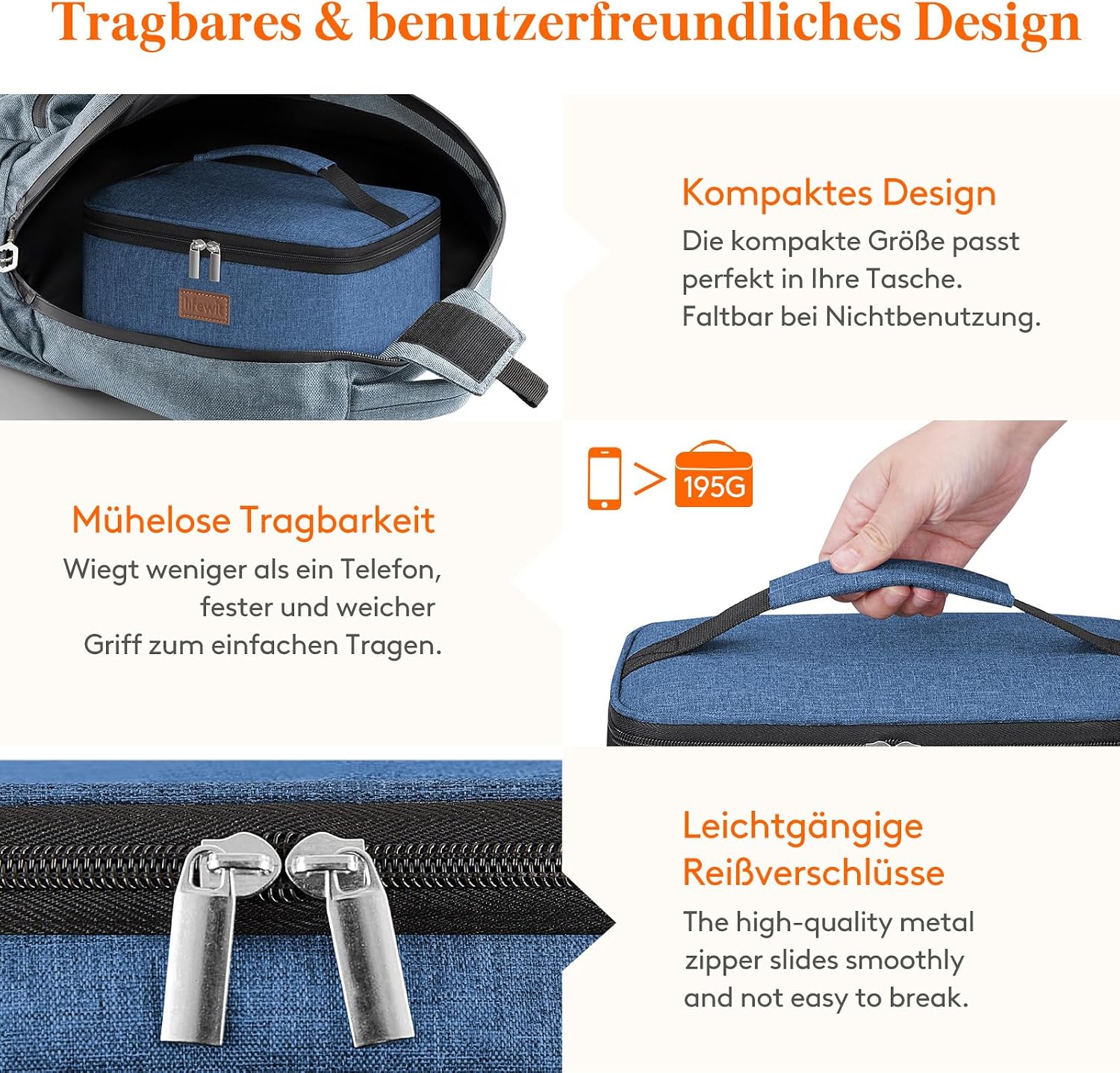Thumbnail 3 de Lifewit Kühltasche Klein 6L – Faltbare, isolierte Lunchbag in Dunkelblau