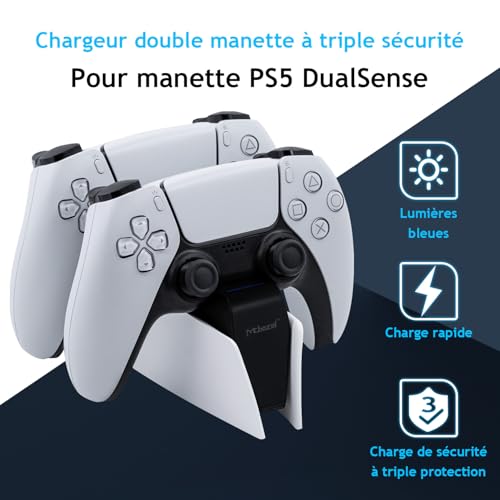 Detalle de Mcbazel Station de Charge pour Manette PS5 — Double Station de Charge Rapide USB-C avec Indicateurs LED et Protection Triple