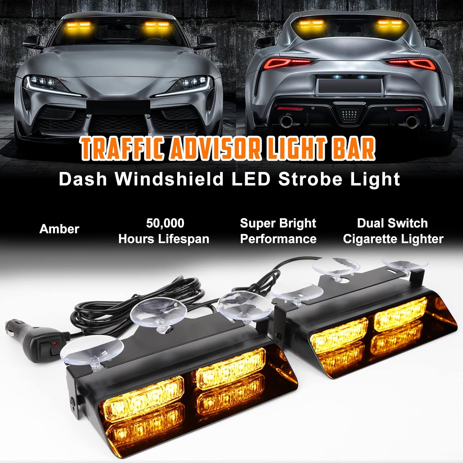 Thumbnail 2 de I LITTON 2-in-1 Amber LED Windshield Strobe Light for Vehicles