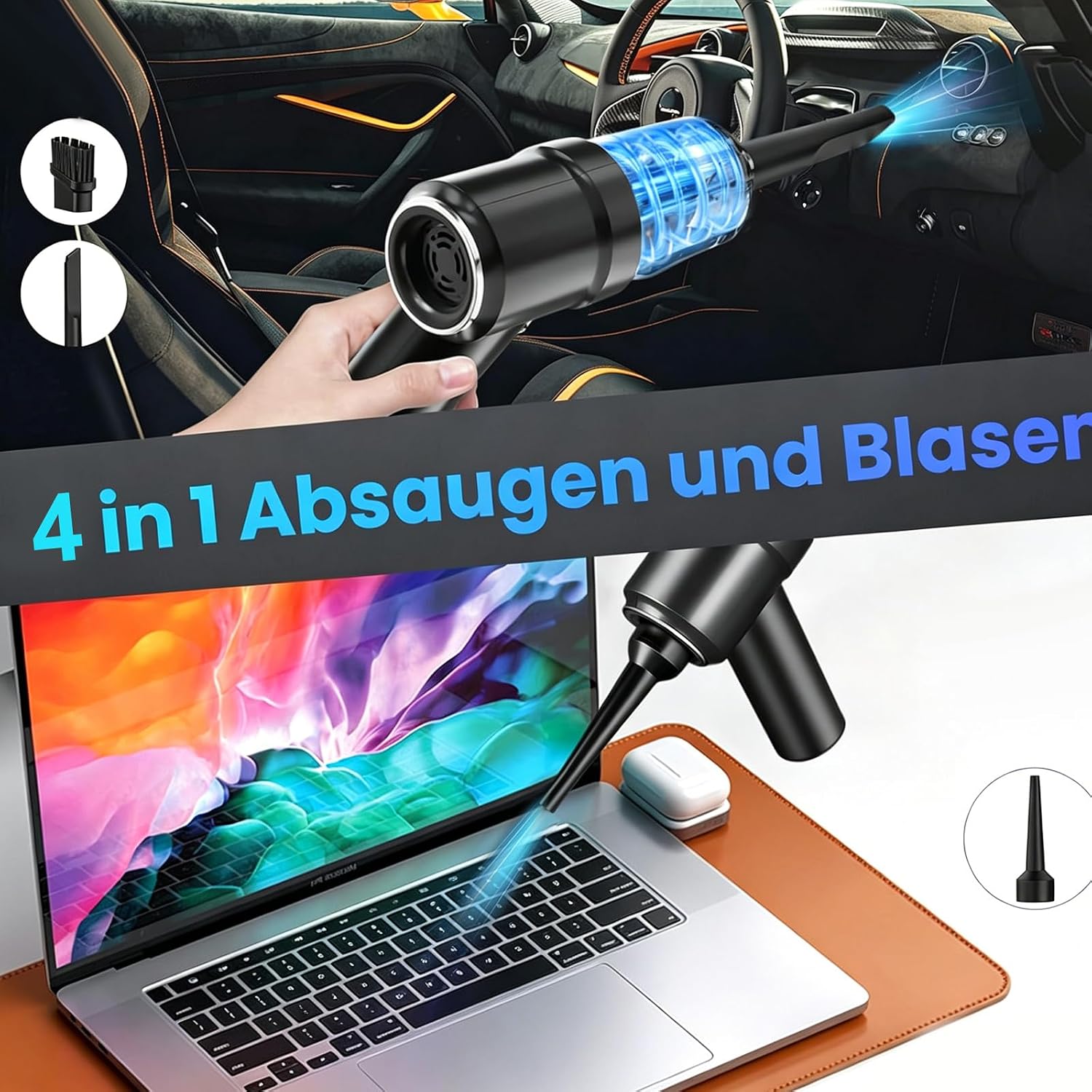 Detalle de Handheld Vacuum Cleaner: 22000Pa 4-in-1 Portable Mini Vacuum for Office, Car and Home