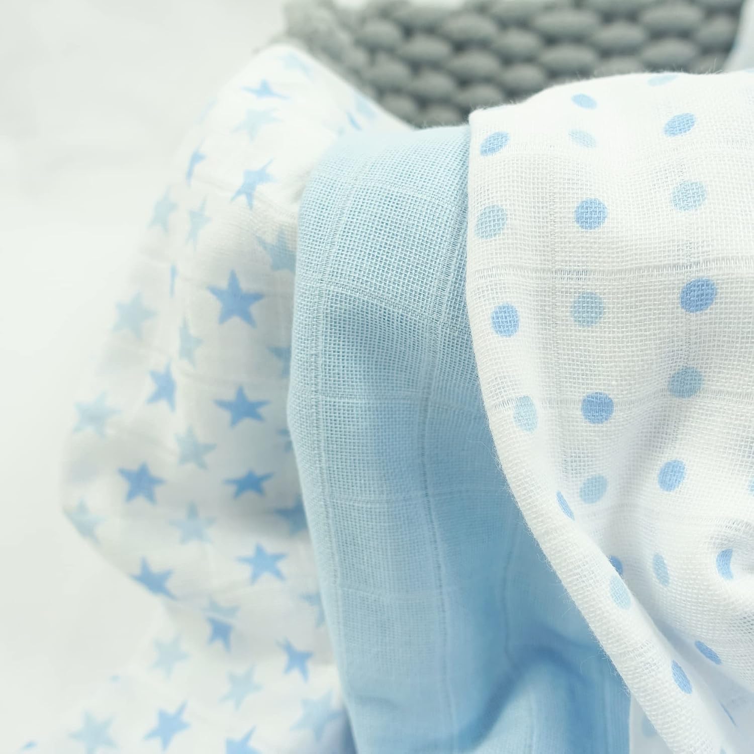 Detalle 2 de MuslinZ Muslin Cloths for Baby 6 Pack Blue Star