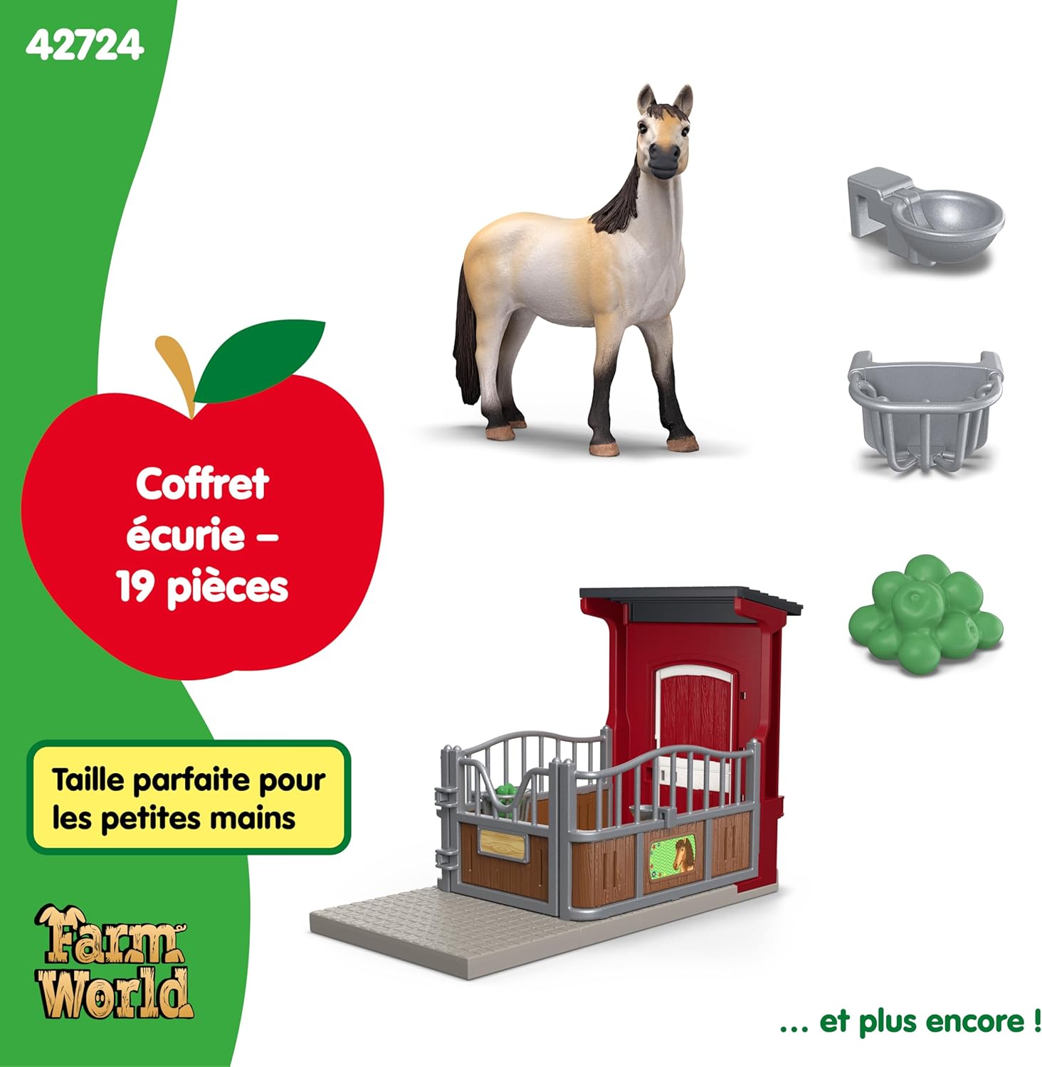 Detalle de Schleich 42724 Coffret Farm World : box avec jument Mustang (dès 3 ans), 19 pièces