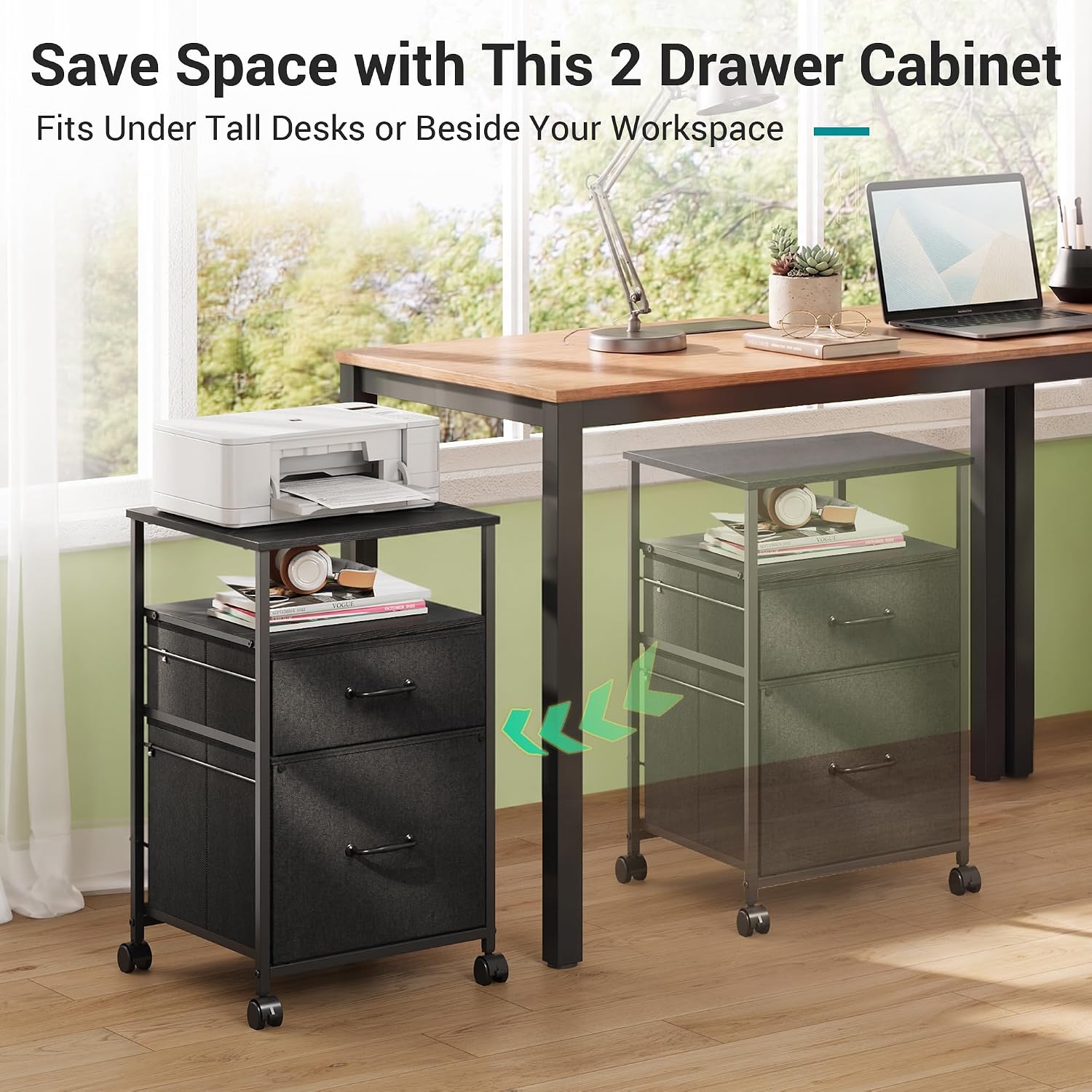 Thumbnail 2 de DEVAISE Mobile File Cabinet with Fabric Drawers