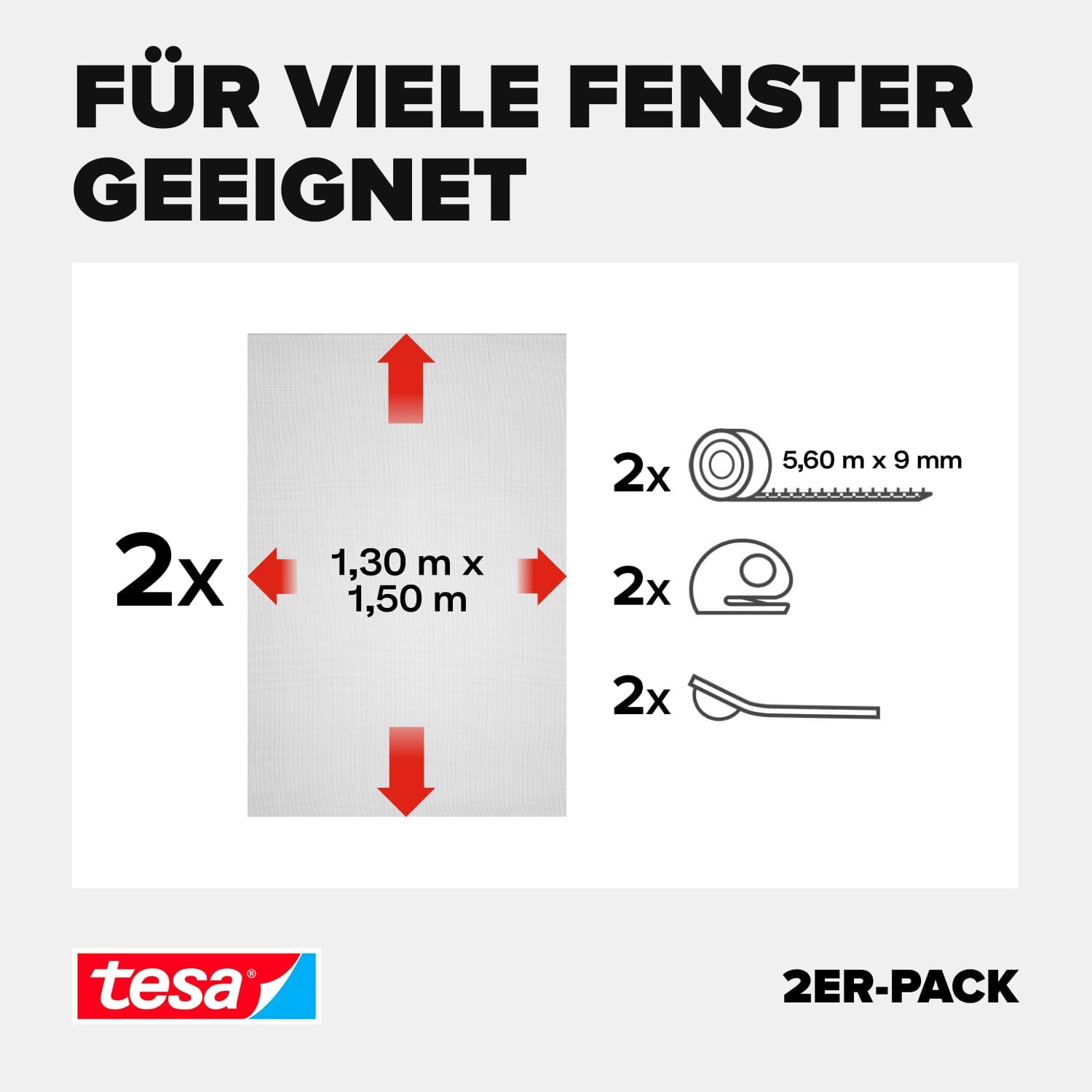 Detalle de tesa INSECT STOP Klett Fliegengitter Premium – Fenster, 2x130×150 cm, Anthrazit