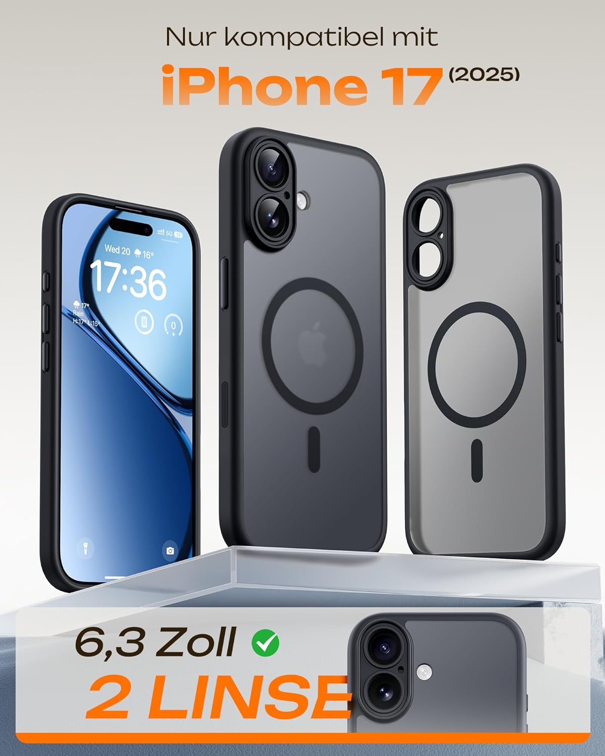 Thumbnail 1 de TOCOL Hülle für iPhone 17 6,3" – MagSafe mit Kamerasteuerung, Magnetring & Kameraschutz