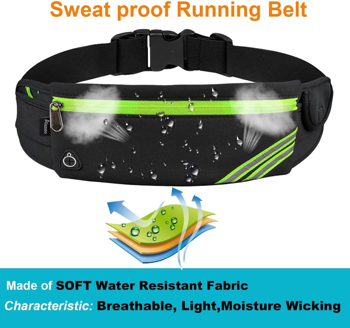Thumbnail 3 de AIKENDO 104 Slim Running Belt, 3-Pocket Water-Resistant Spandex Waist Pack