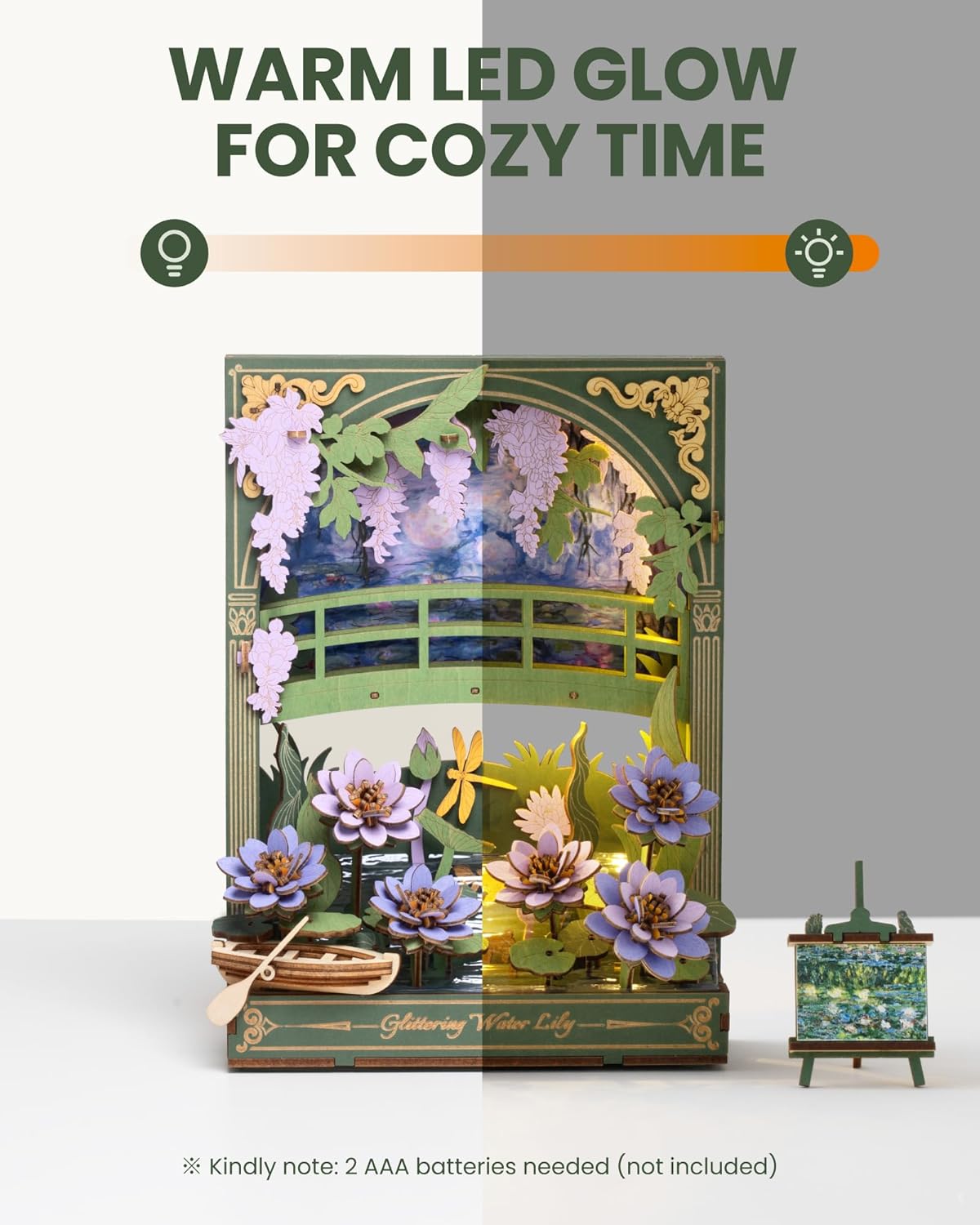 Detalle de ROWOOD 3D Wooden Puzzle for Adults with LED Light — Lotus Model TH001