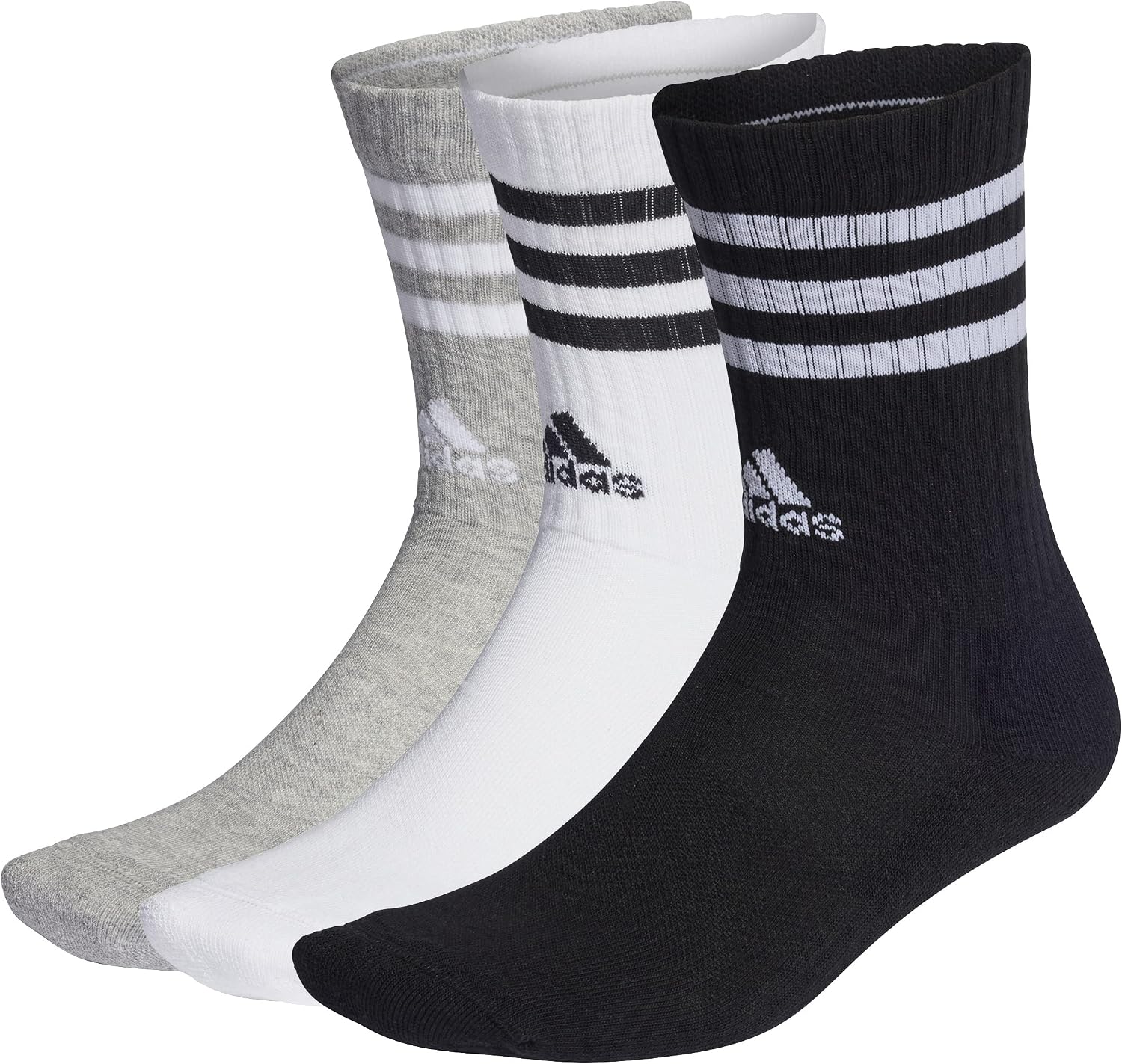 Detalle de adidas 3‑Stripes Cushioned Crew Socks — 3 pares