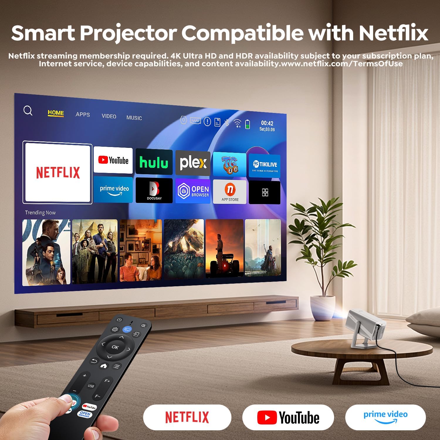 Detalle 2 de TOPTRO TP1 4K Smart Projector 800 ANSI