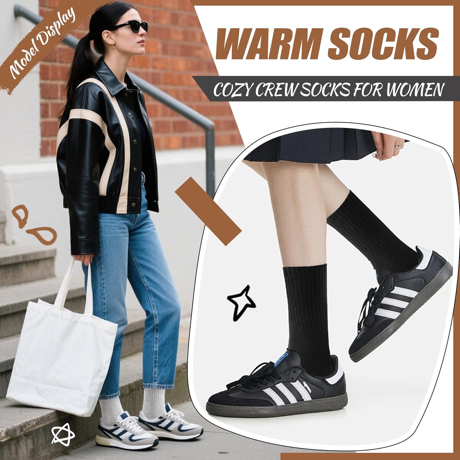 Thumbnail 4 de EBMORE Womens Merino Wool Thermal Socks 5 pack
