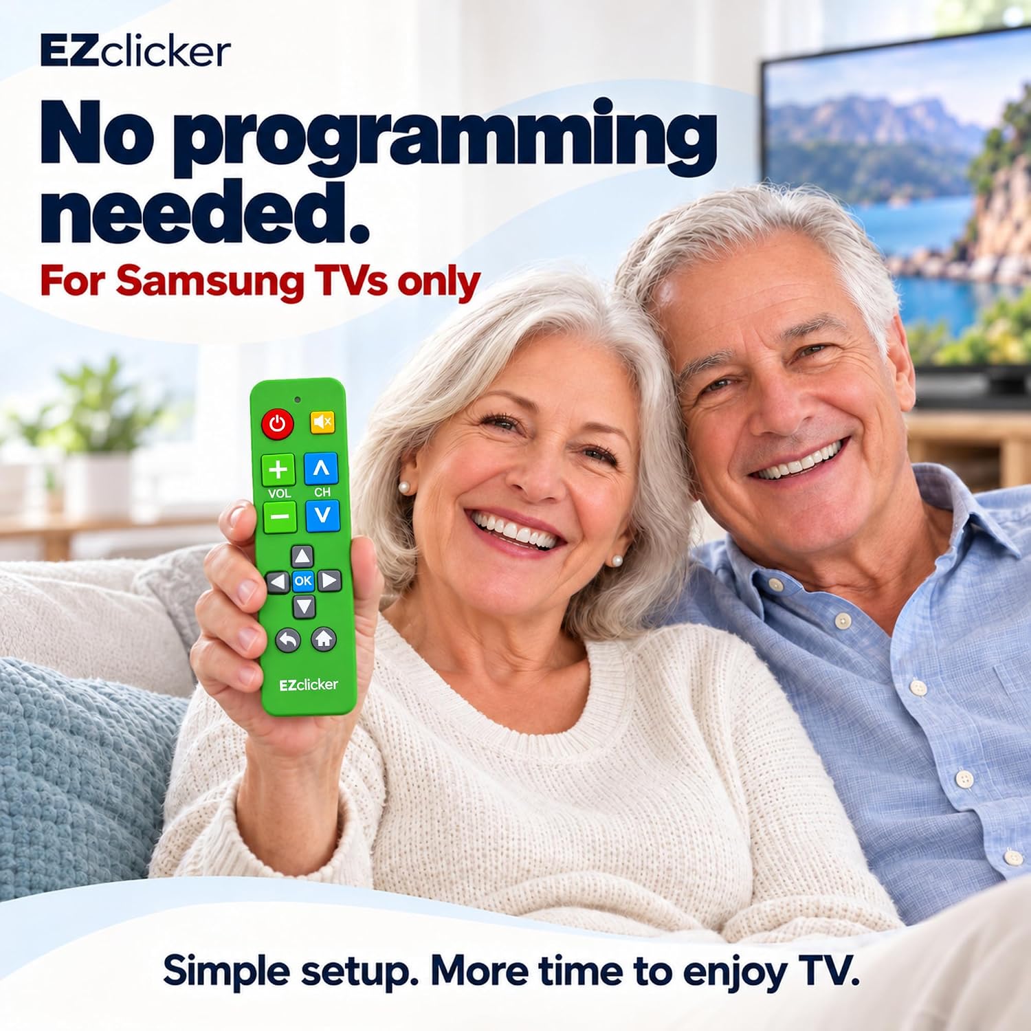 Detalle de Samsung Replacement TV Remote (Green) with Big Buttons for Samsung TVs Only