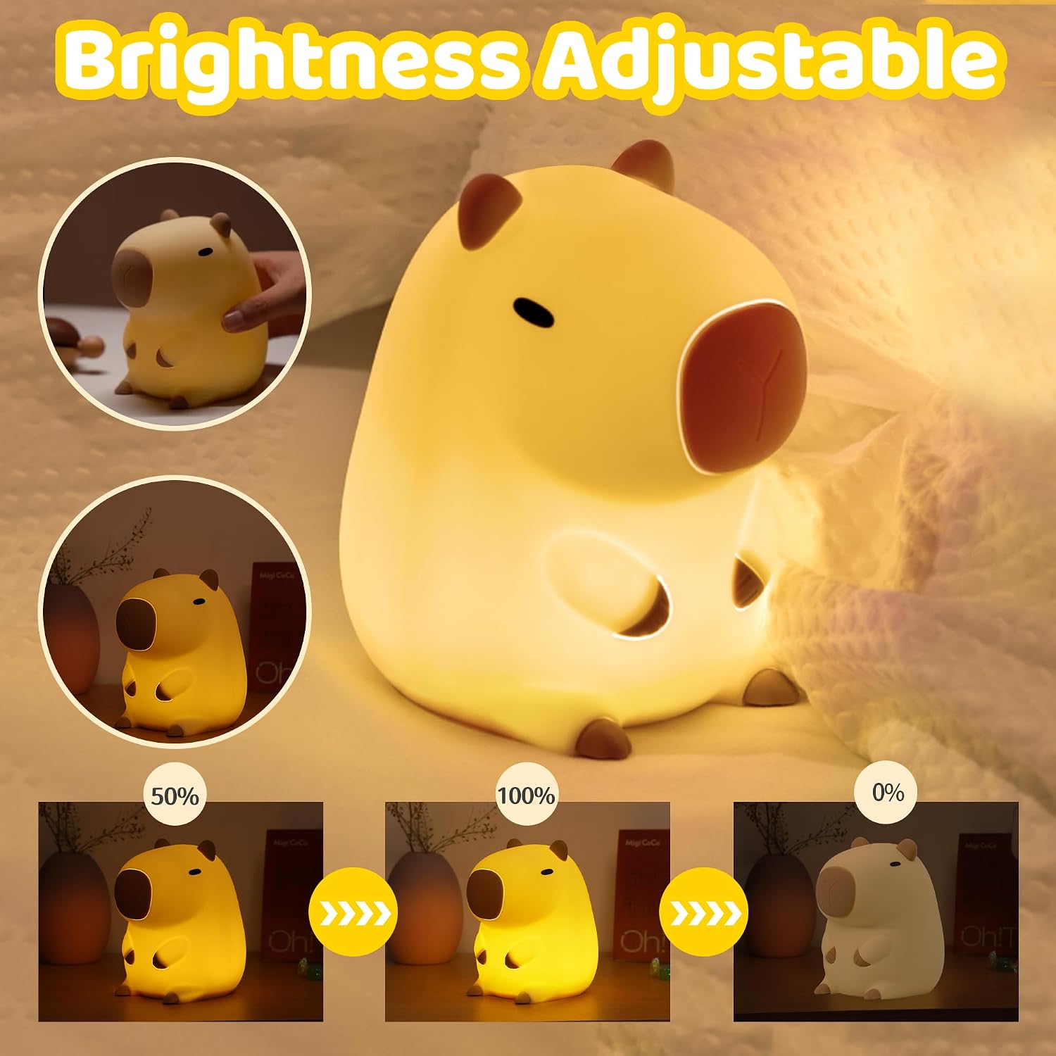 Thumbnail 1 de Ammonite Capybara Nachtlicht für Kinder – USB-Touch-Leuchte aus BPA-freiem Silikon
