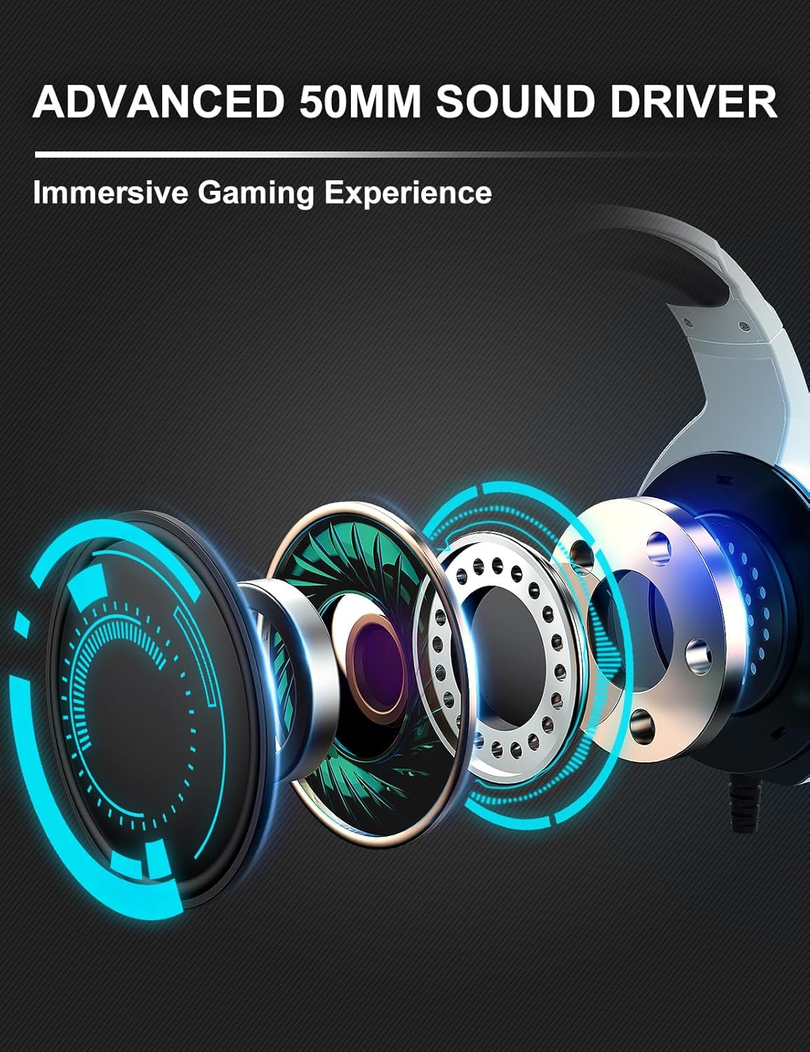 Thumbnail 1 de ZIUMIER Z20 White Wired Gaming Headset with Noise-Canceling Mic, RGB Lighting & 3.5mm Audio