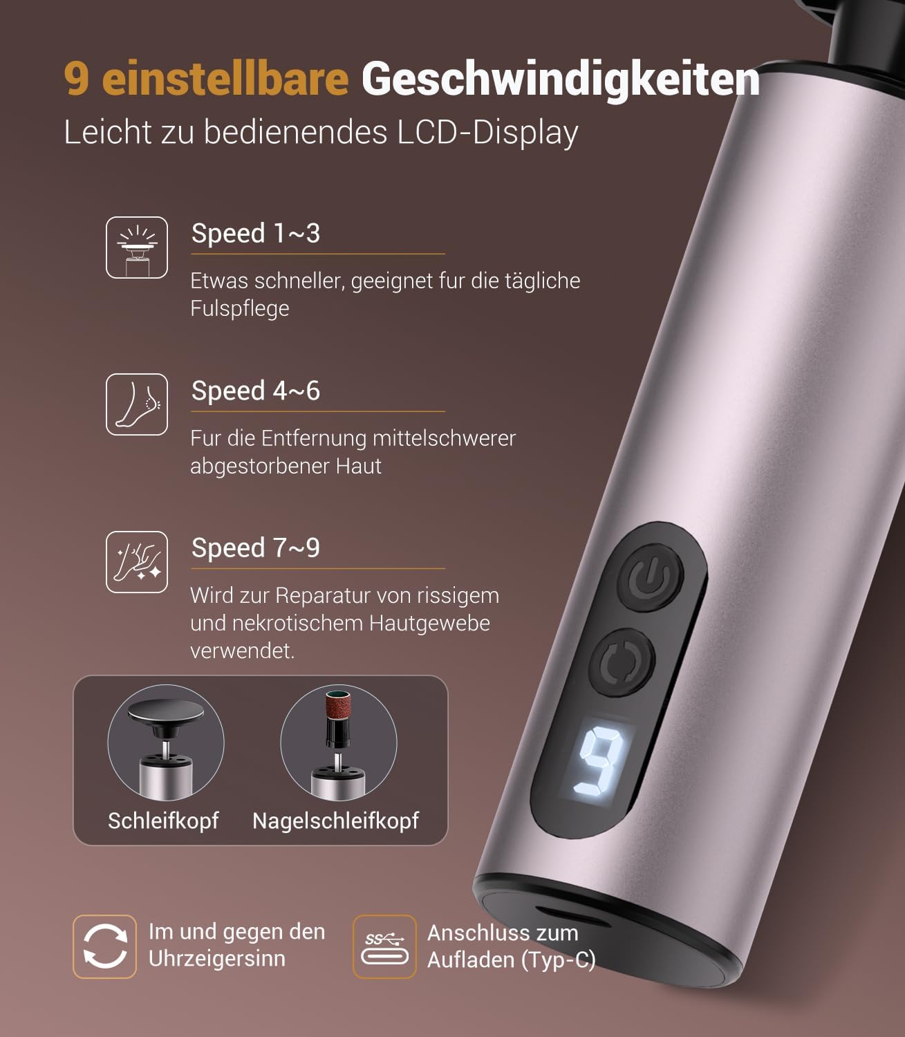 Detalle 2 de LOZLTX Hornhautentferner Elektrisch – kompakt, leistungsstark und wiederaufladbar