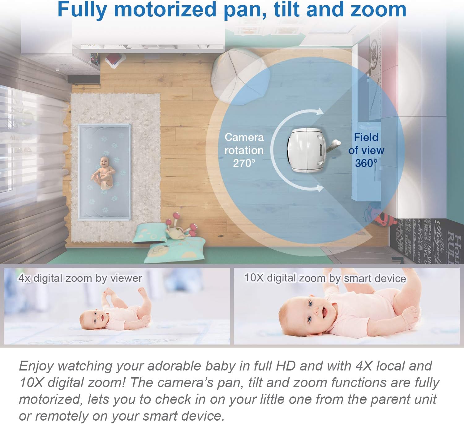 Thumbnail 5 de VTech VM901 Smart Wi-Fi Baby Monitor with 5-inch 720p Display, Pan Tilt Zoom and Mobile Connect