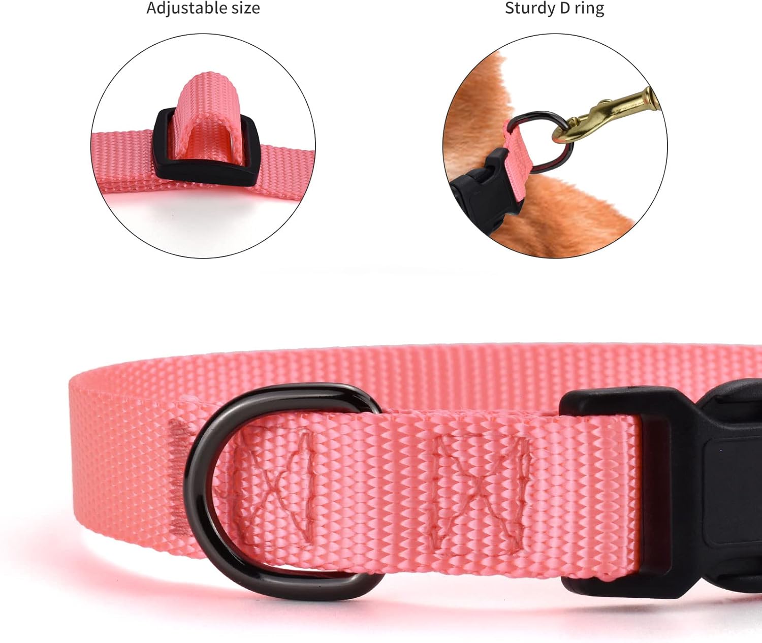 Detalle de AUDWUD Thick Nylon Collar – Classic Adjustable Dog Collar in Multiple Colours (4 Sizes)