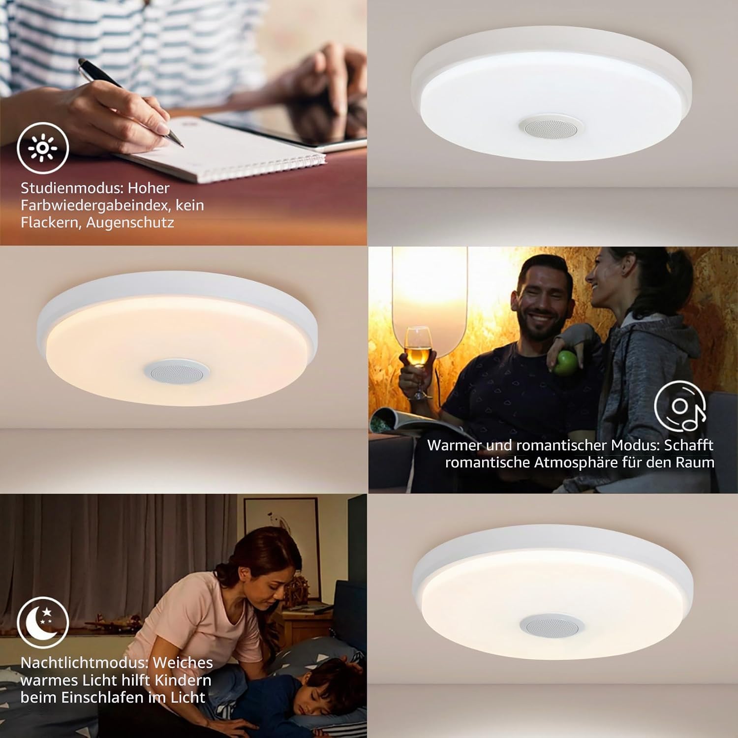 Thumbnail 3 de JDONG LED-Deckenleuchte mit Fernbedienung, App-Steuerung und Bluetooth-Lautsprecher – 36 W, 40 cm Ø, RGB-Farbwechsel