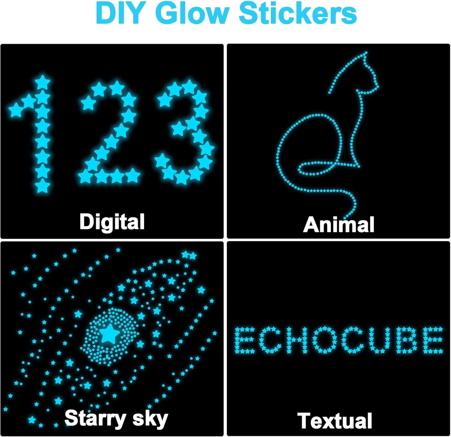 Thumbnail 5 de ECHOCUBE 432PCS Glow in the Dark Star Stickers (3D luminous ceiling & wall decor)