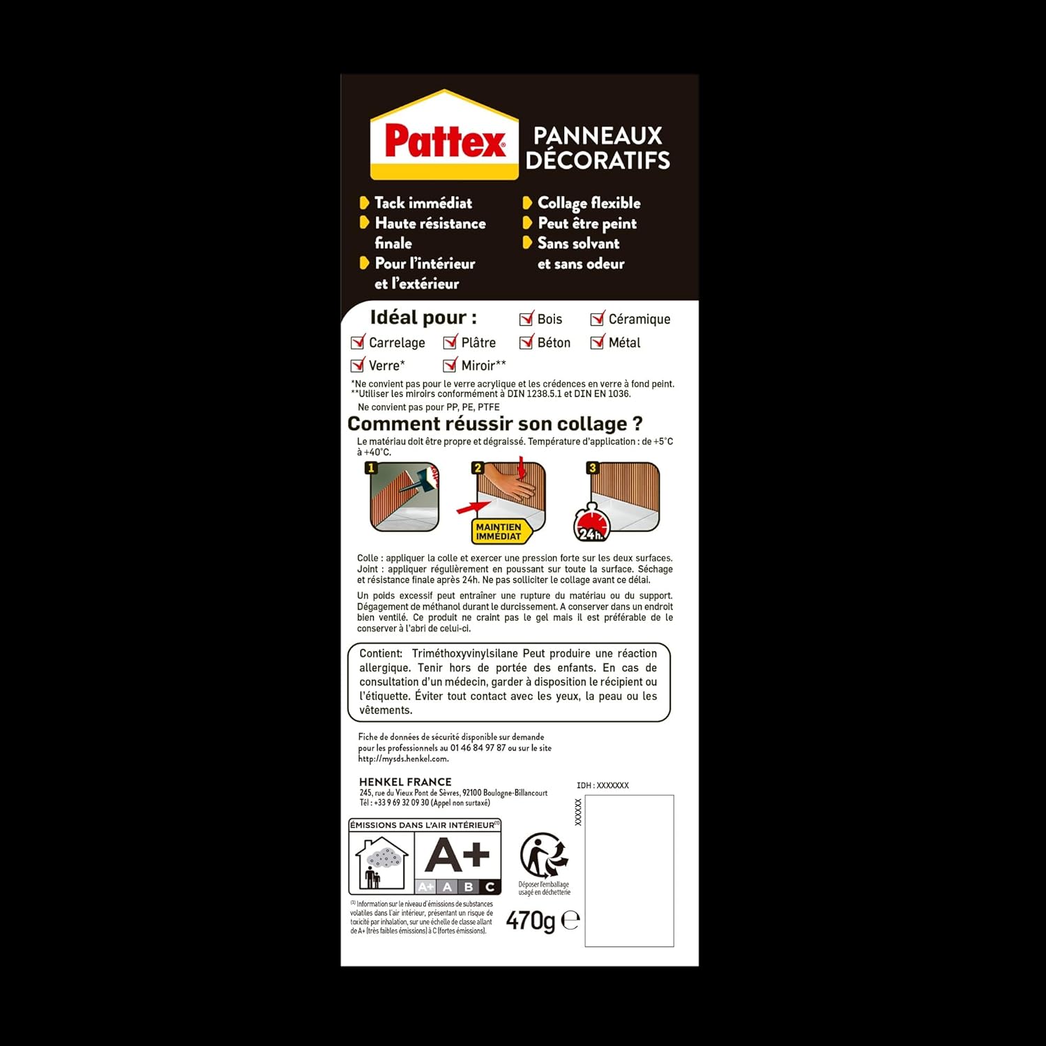 Thumbnail 1 de Pattex Colle Fixation Panneaux Décoratifs 470 g — fixation multi-matériaux, ultra robuste