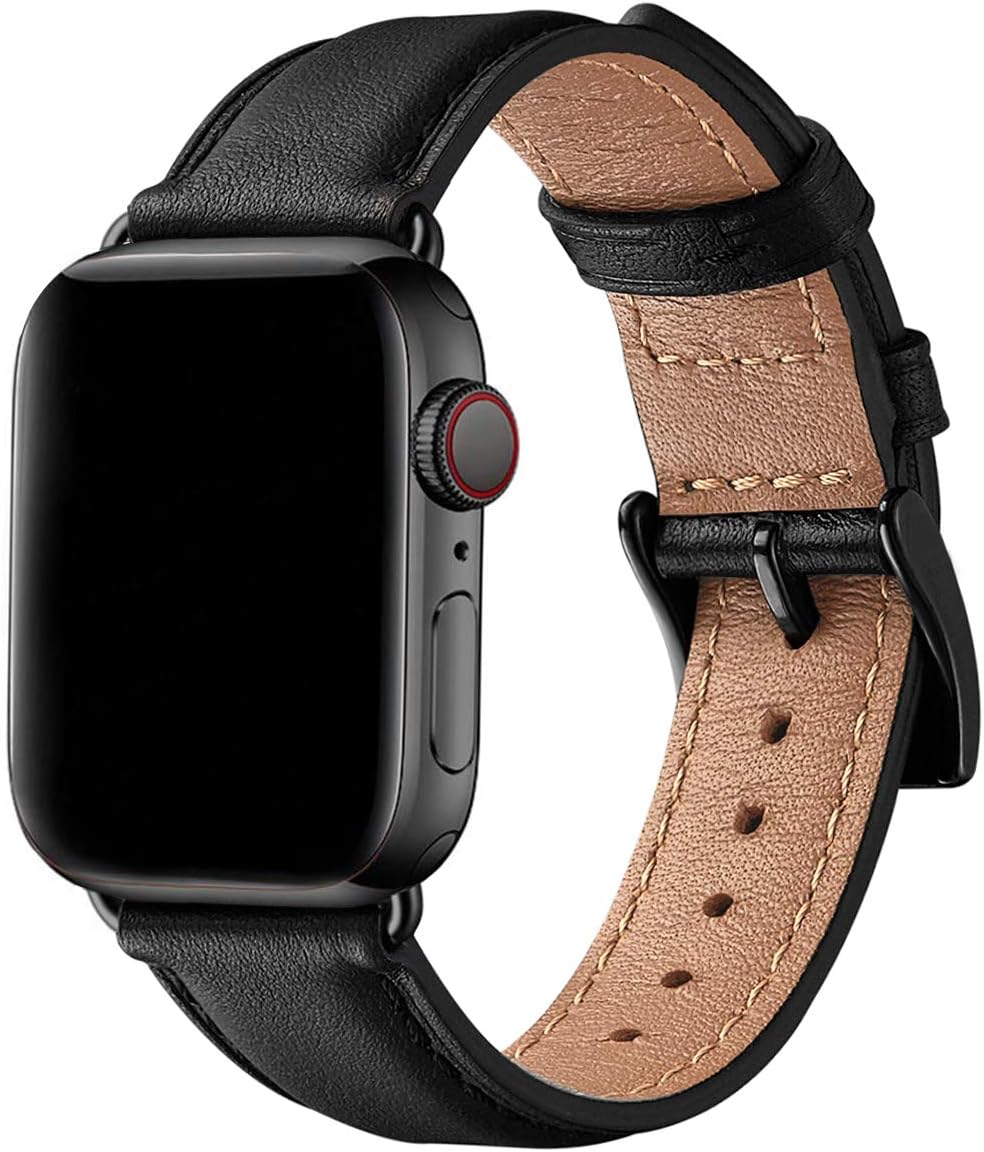 Detalle de SUNFWR Lederarmband für Apple Watch – 42–49 mm, Ersatzlederband aus hochwertigem Leder