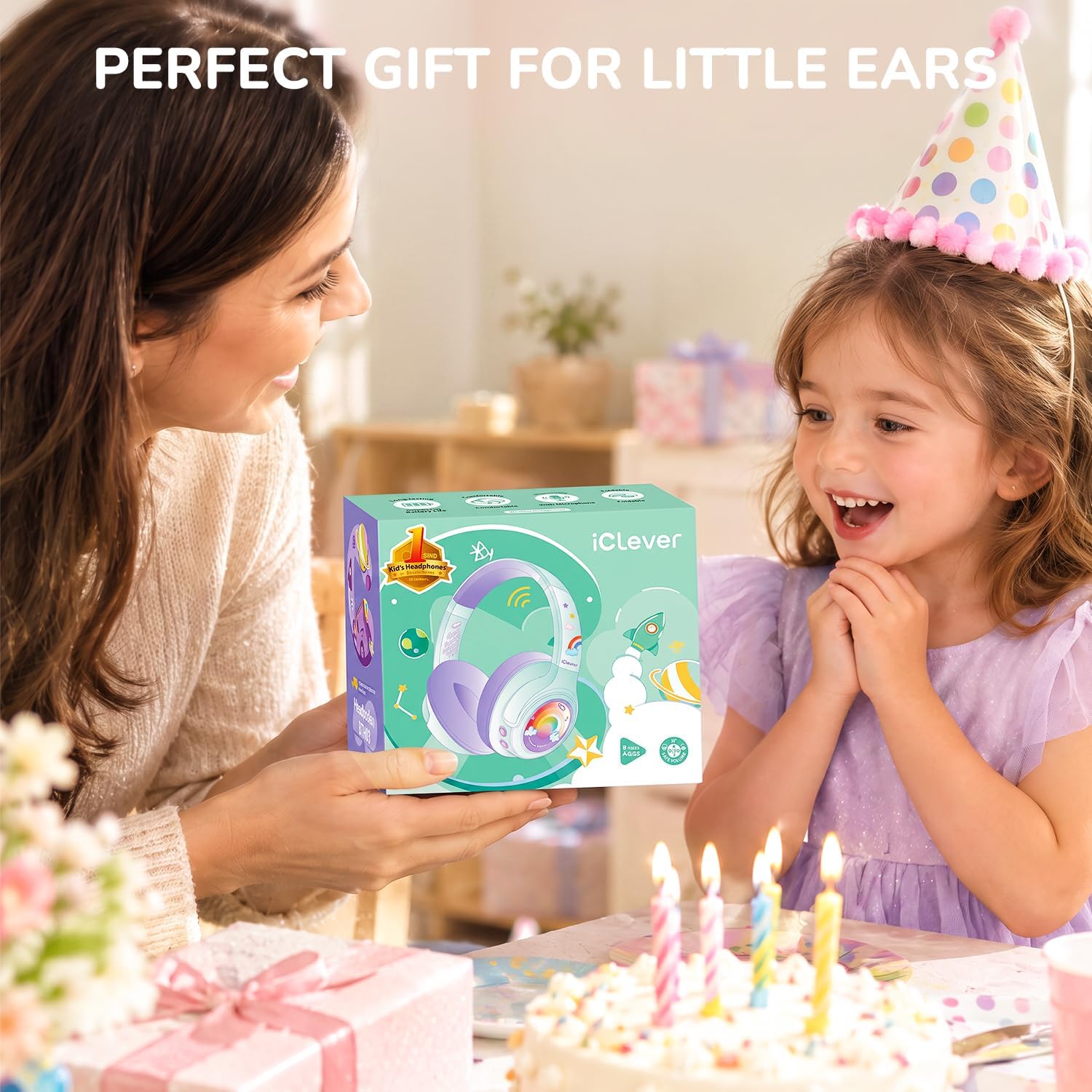 Detalle 2 de iClever Kids Bluetooth Headphones, 48-Hour Playtime