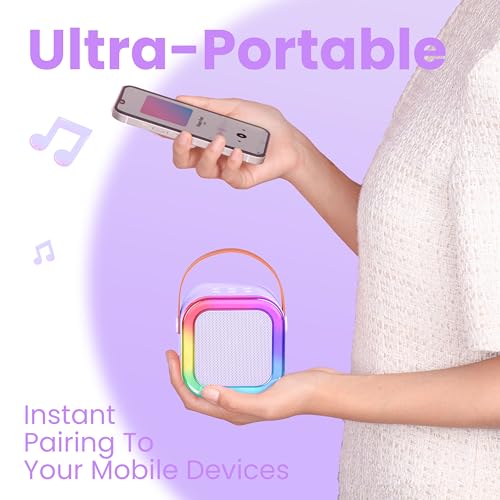 Detalle de Ankuka Karaoke Machine for Kids & Adults (Purple) – Portable Bluetooth Speaker with 2 Microphones