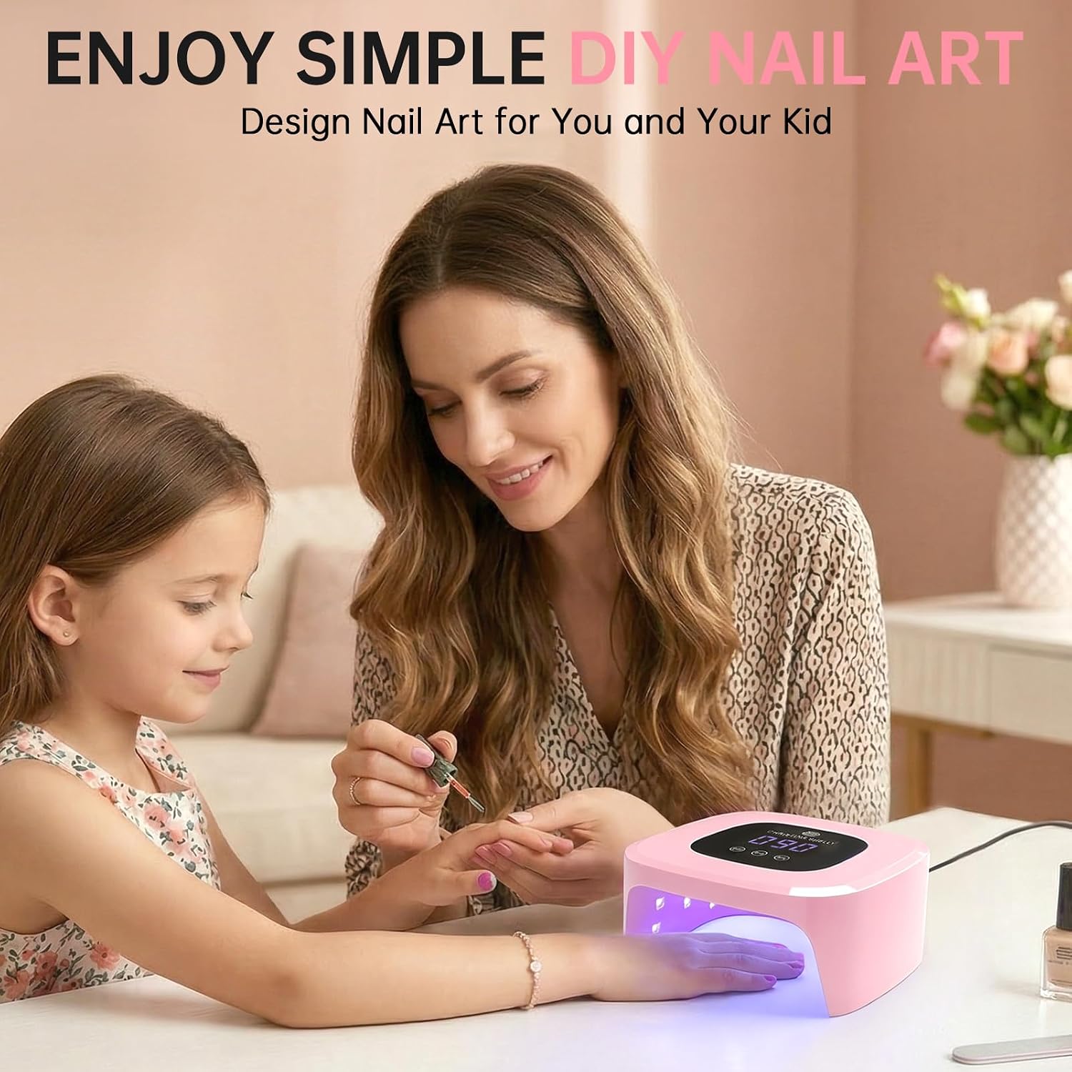 Detalle de Gel Nail Lamp 48W Fast Curing LED Nail Dryer with Auto Sensor and Display – Sparkly 3 Timer for Home DIY