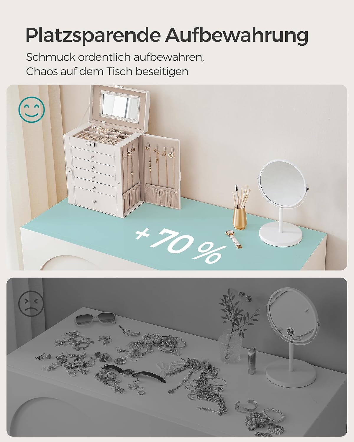 Thumbnail 6 de SONGMICS Schmuckkästchen 6 Ebenen, 5 Schubladen, abschließbar