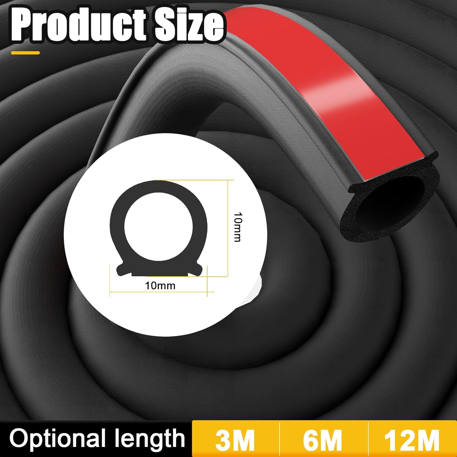 Thumbnail 4 de Symyda Automotive Weather Stripping Car Door Seal (D-Shape, 10x10mm, 6M/20ft)