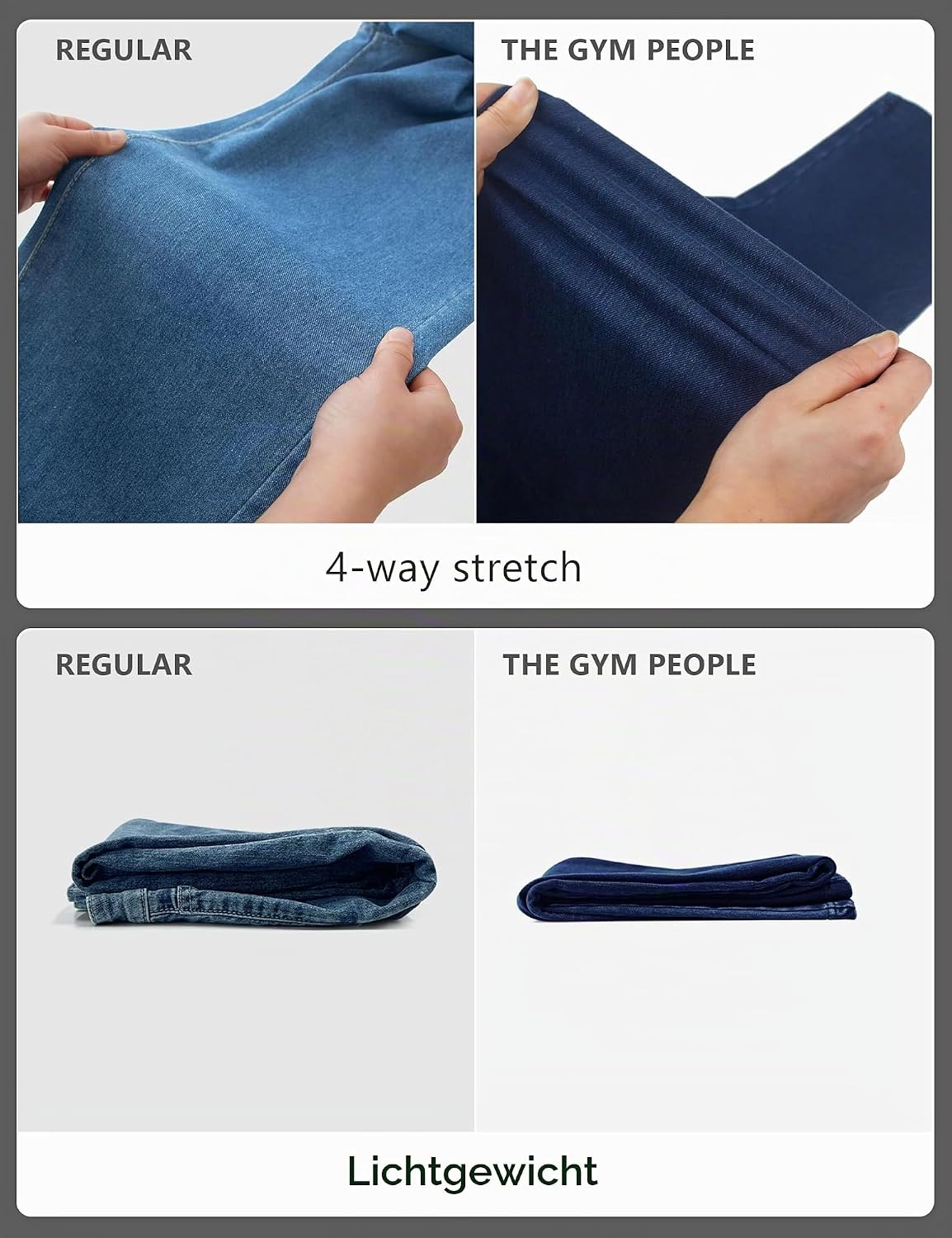 Thumbnail 4 de THE GYM PEOPLE wide-leg pull-on jeans voor dames, stretchdenim met zakken