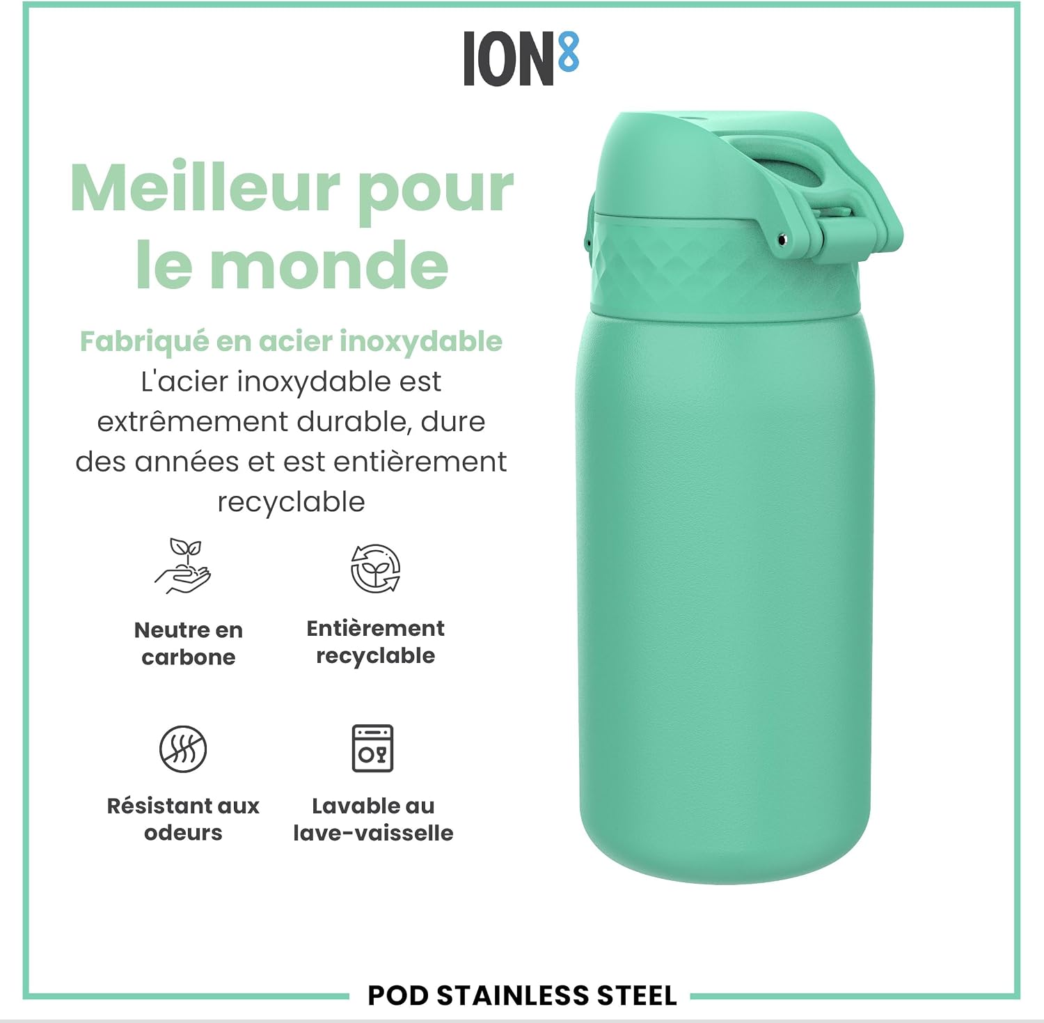 Thumbnail 4 de Ion8 Gourde Enfant, Inox Léger 400 ml — Non isolée, anti-fuite et facile à ouvrir