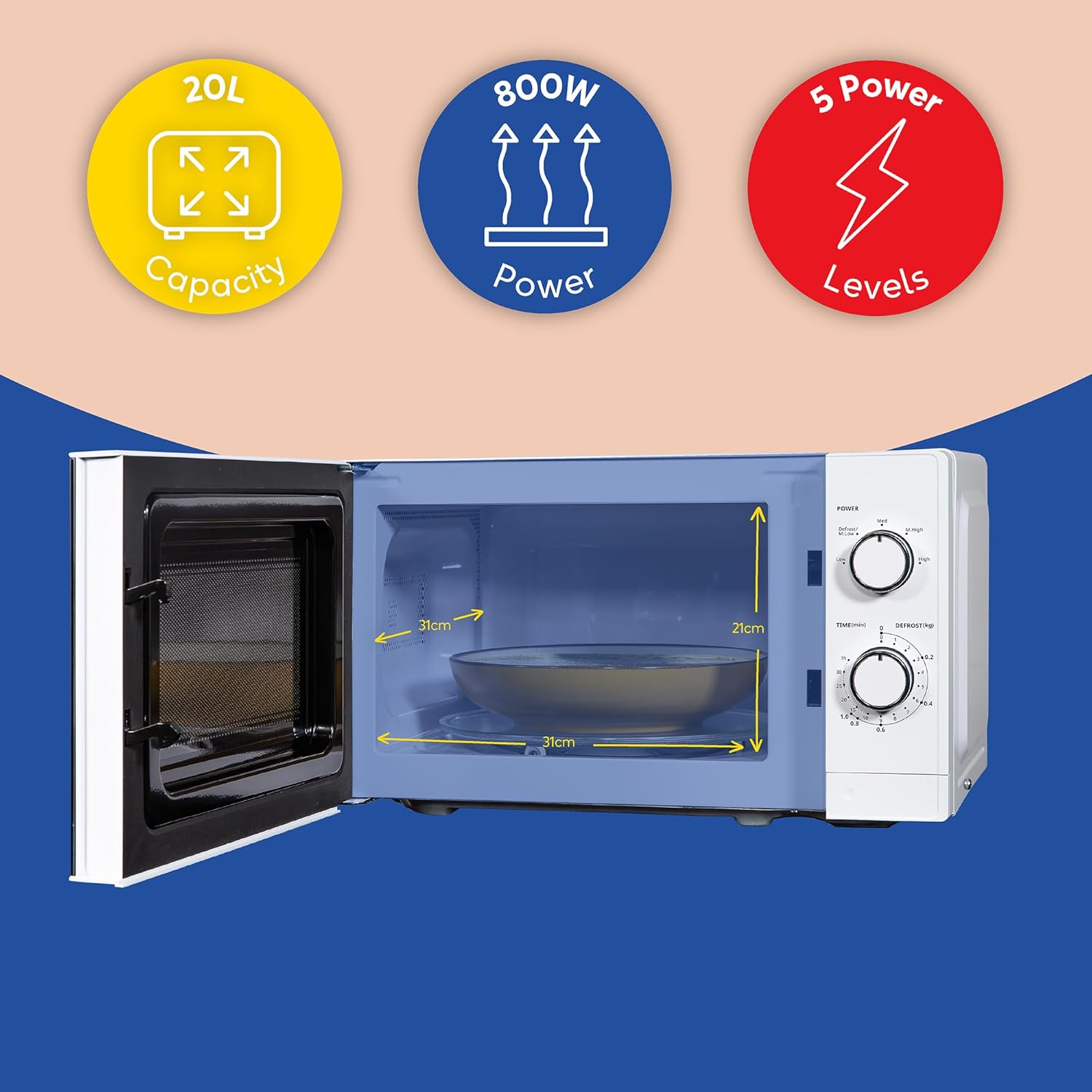 Detalle de Russell Hobbs RHM2027 20 Litre 800W Microwave