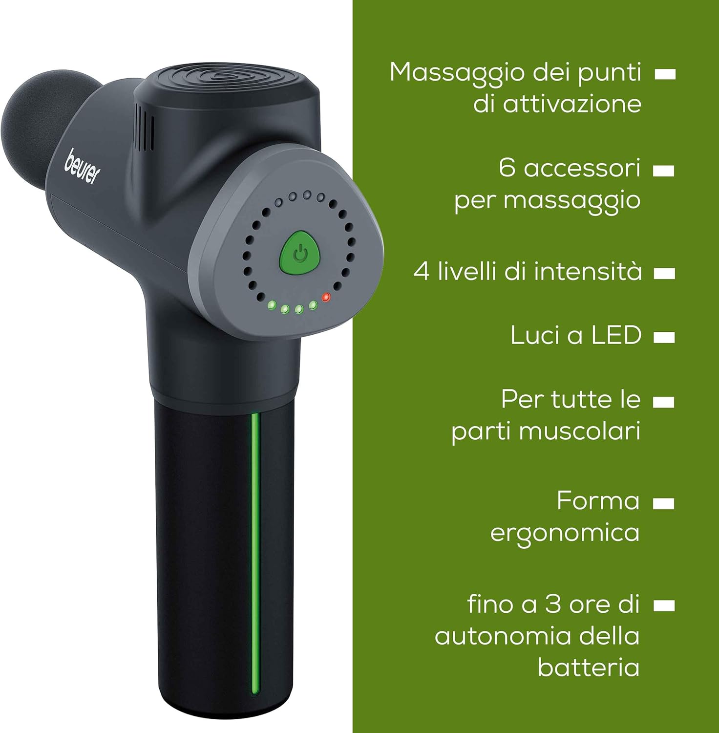 Thumbnail 6 de Beurer MG 180 Massage Gun: Pistola per Massaggio Muscolare con 6 Accessori e 4 Livelli di Intensità