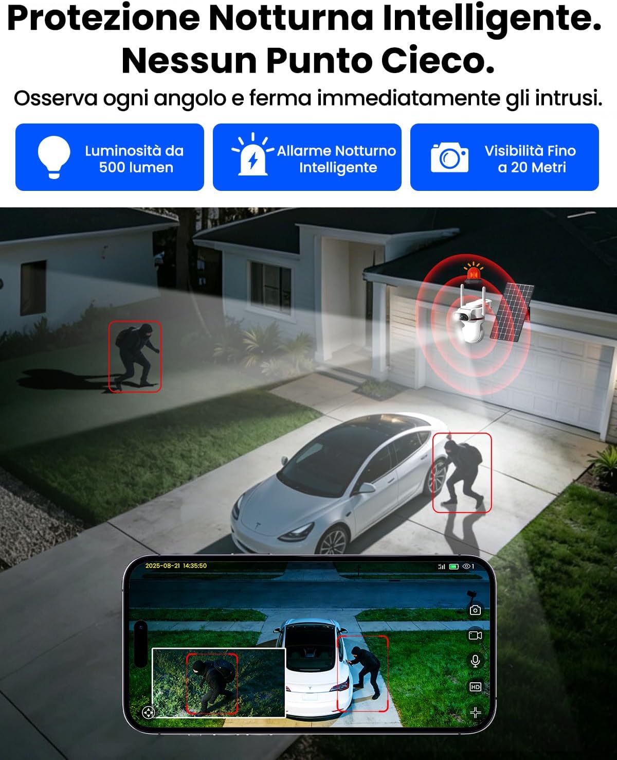 Thumbnail 5 de Telecamera solare 4G da esterno con doppia lente 4MP e tracciamento 360° (AOV) – 8W di pannello solare, 15800mAh