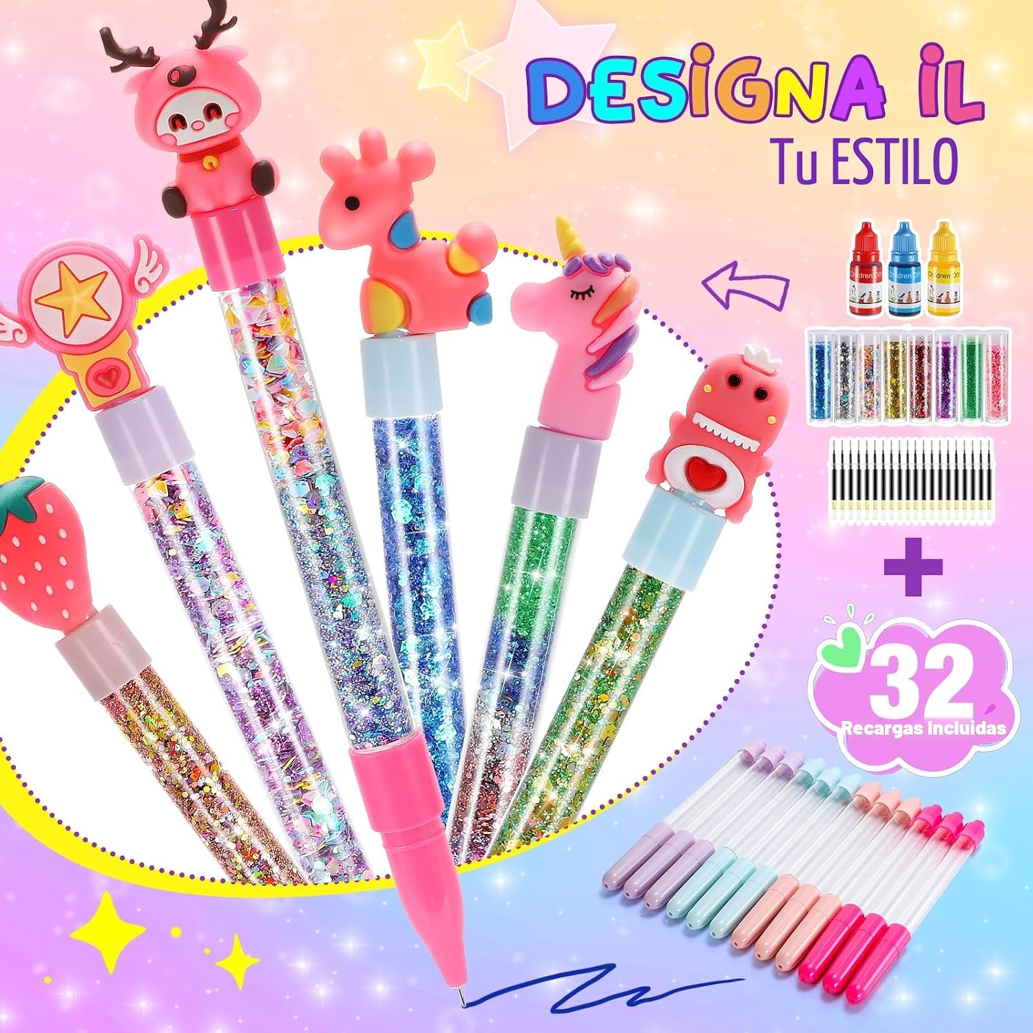 Detalle 2 de HappyKidsClub Kit bolígrafos 66 piezas para niña