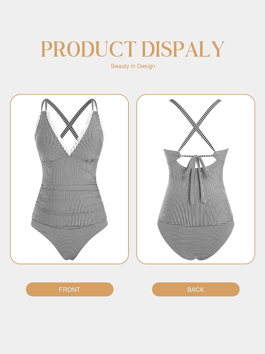 Detalle 2 de ZAFUL Women's Tankini Swimsuits Smocked 2-Piece Bathing Suit