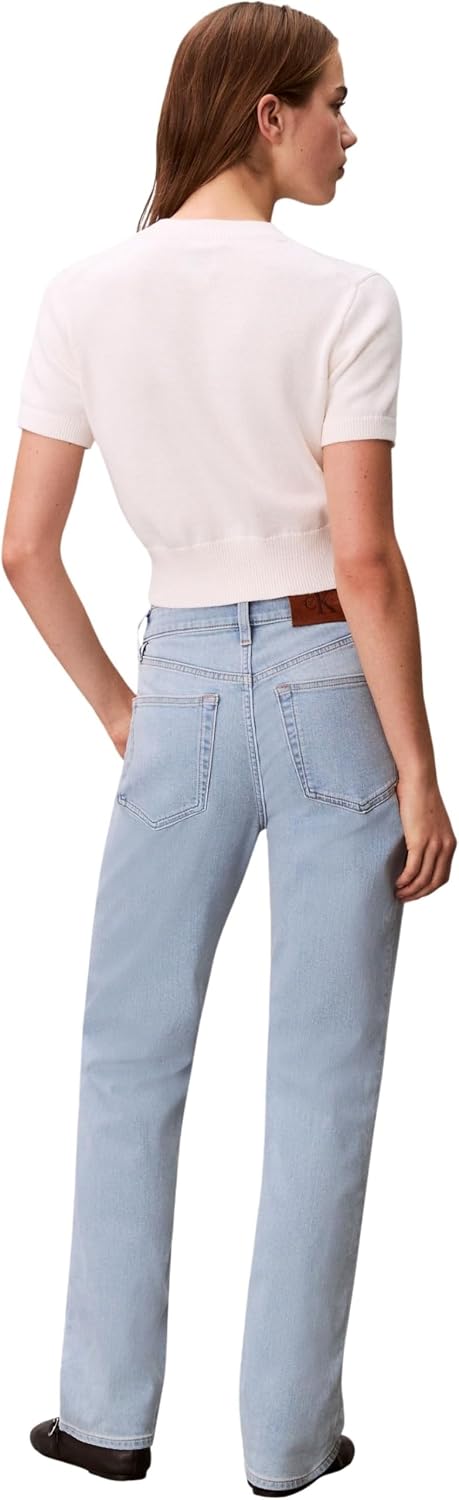 Detalle de Calvin Klein EU High Rise Straight Blue Rain – Jeans Donna