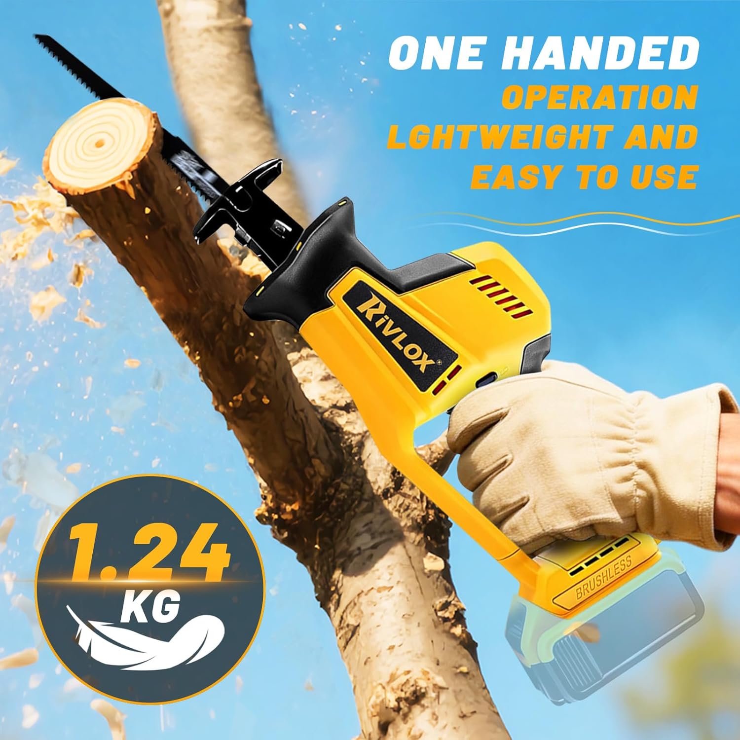 Thumbnail 2 de Reciprocating Saw Compatible with Dewalt 18V/20V (No Battery) – Brushless Cordless Wood and Metal Cut