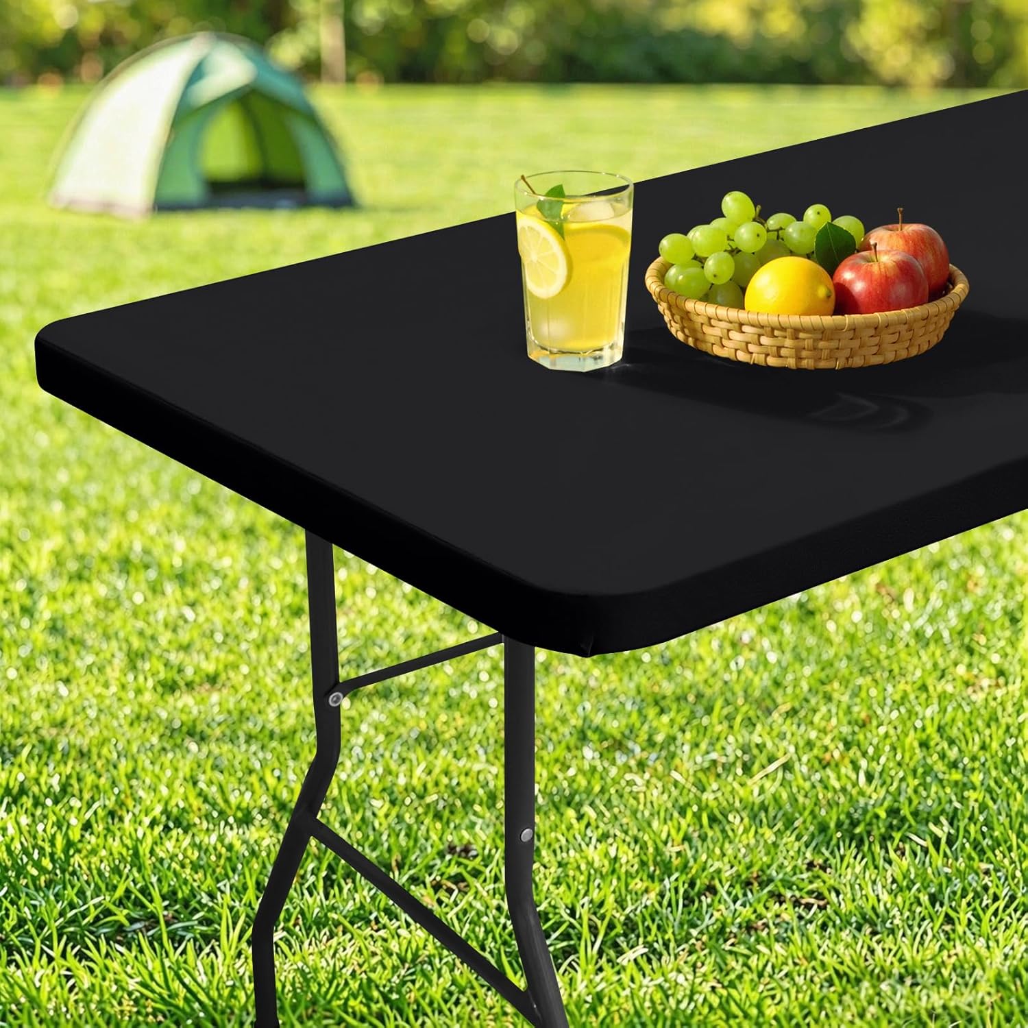 Detalle de homing Rectangle Table Cloth Cover (Waterproof Polyester Elastic Fitted), Black 30" x 48