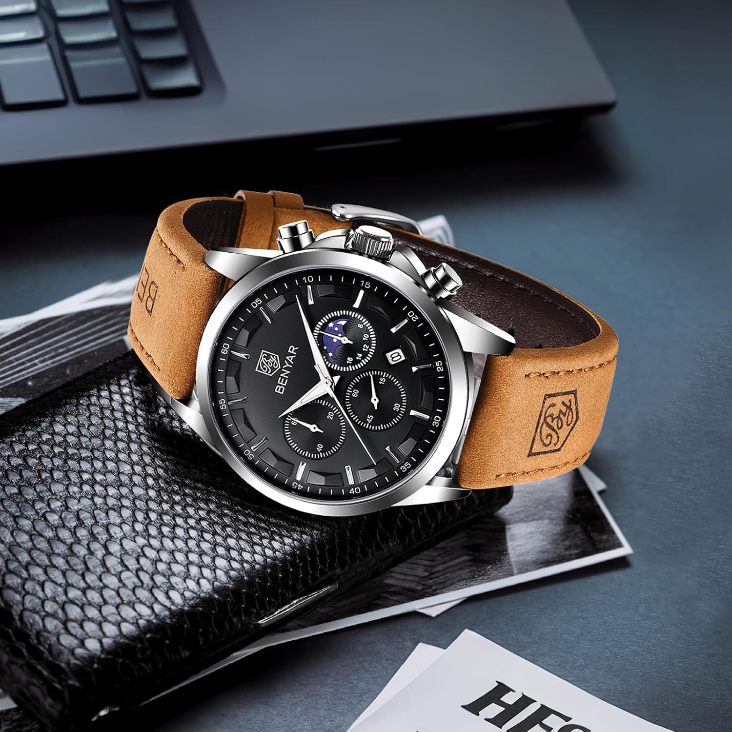 Thumbnail 4 de BENYAR Herrenuhr Chronograph Quarz – Elegant, zuverlässig und wasserdicht