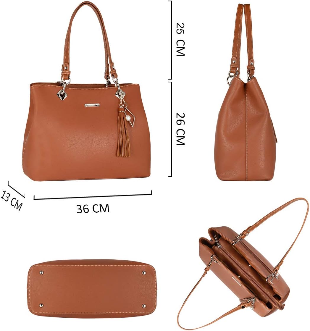 Thumbnail 5 de David Jones sac à main porté épaule en cuir PU souple – cabas tote grande capacité avec plusieurs compartiments